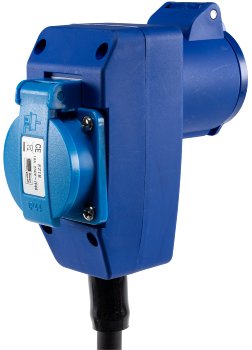 CEE Adapter 90° Winkel mit Steckdose / 230V, H07RNF 3G2,5, 1,5m Kabel