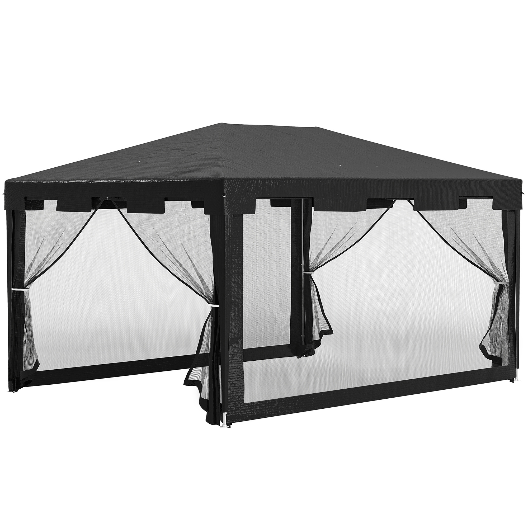 Pavillon Gartenzelt 3 x3 m Pavillon, wetterbeständig, faltbar, 395cm x 295cm x 255 cm, Schwarz