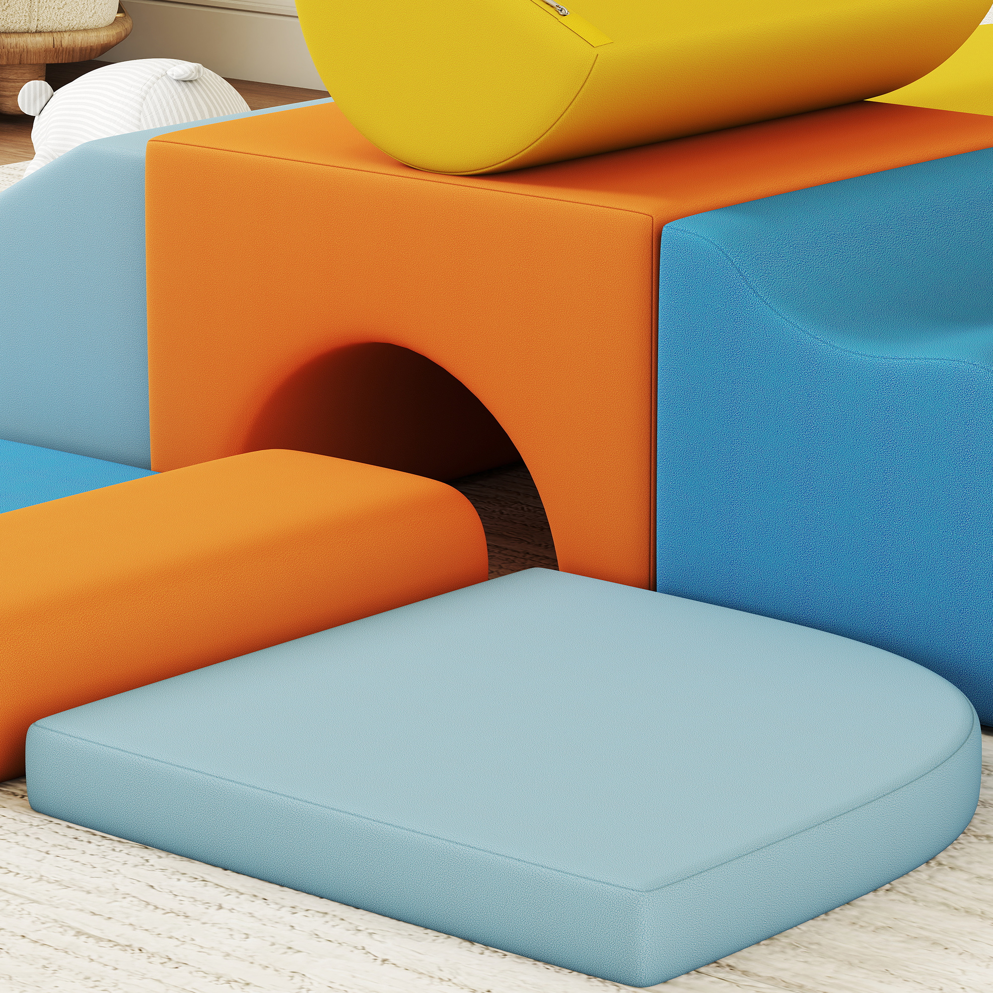 9-teiliges Soft-Baustein-Set, weiche Blöcke zum Bauen und Spielen, Indoor-Spielset für Kleinkinder, Schaumstoff, Bunt