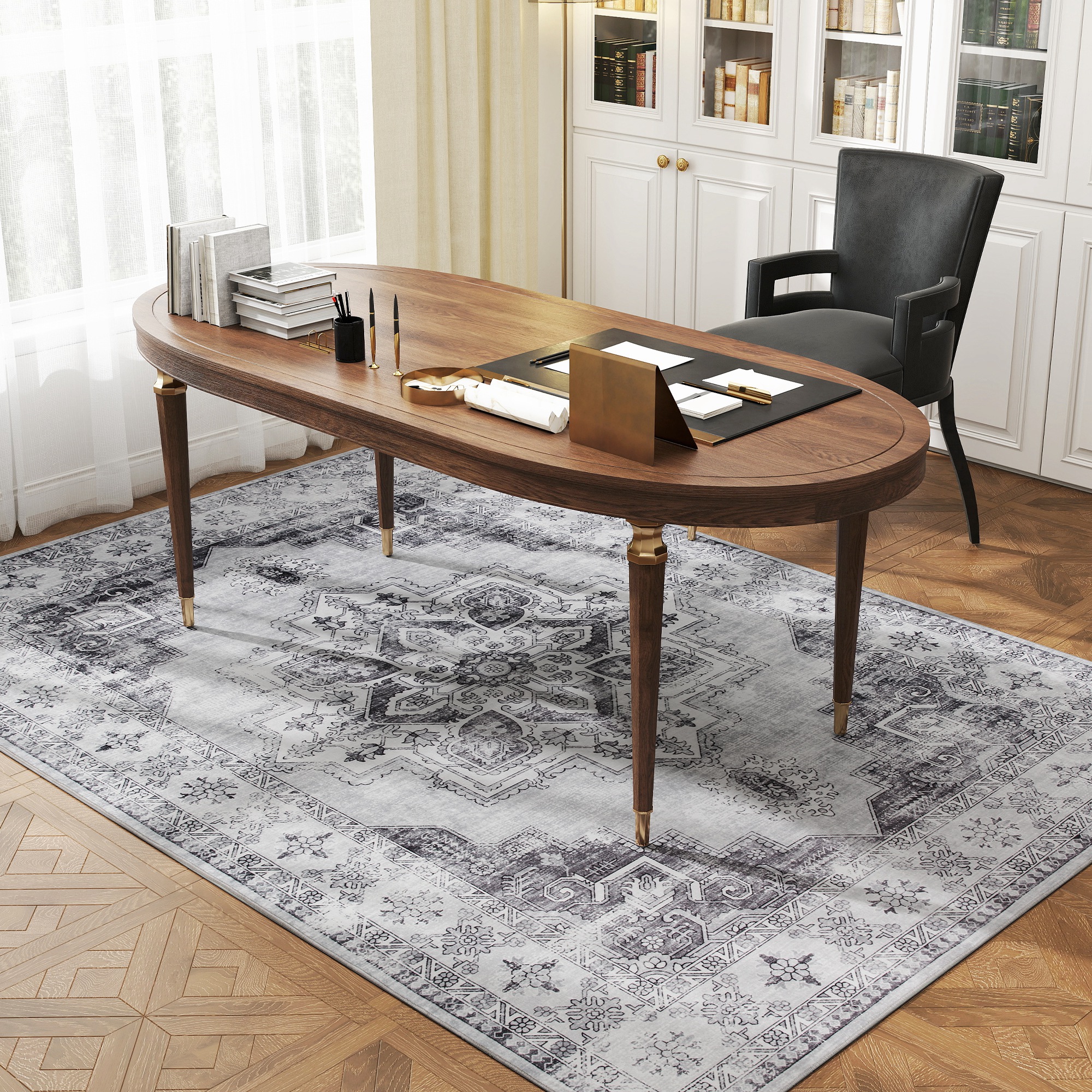 Teppich Maschinenwaschbar Anti-Rutsch Wohnzimmerteppich mit Flanell-Optik, 230 x 160cm, Grau
