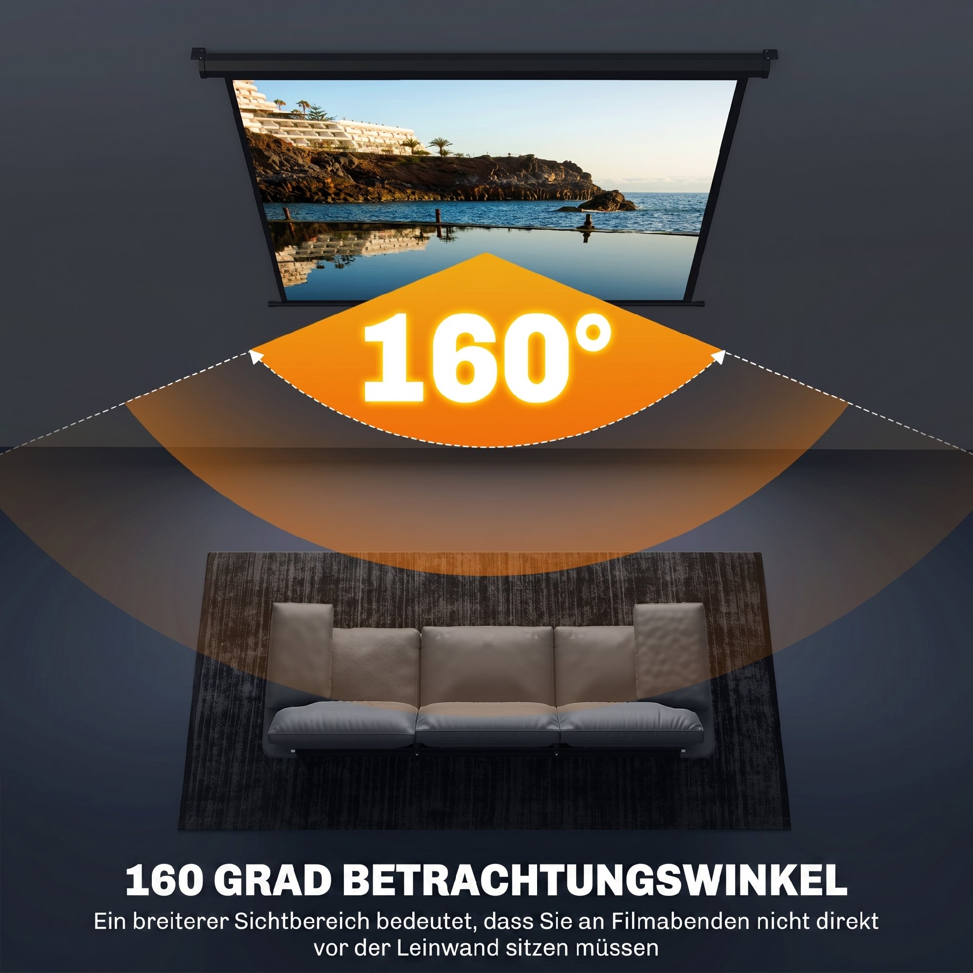 Beamer Leinwand 171 x 128 cm 84 Zoll 4:3 HD 4K Projektionsleinwand Kunststoff, Metall Heimkino