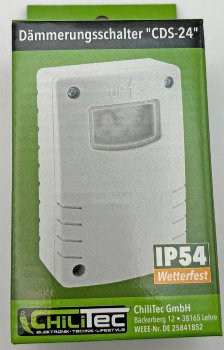 Dämmerungsschalter "CDS-24" IP54 / 230V, 10A, 3-500 Lux, Wetterfest