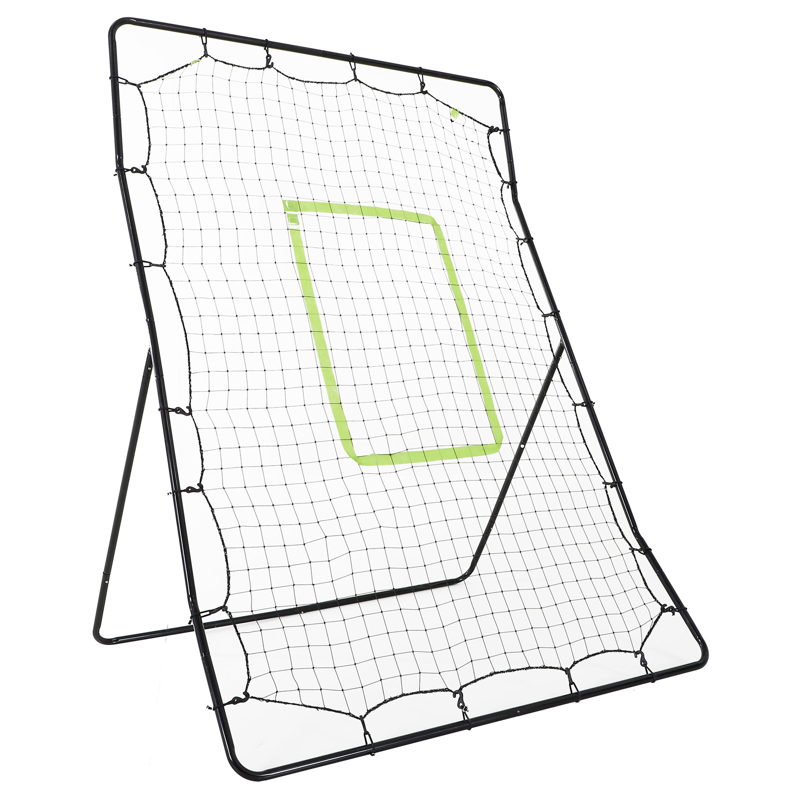 Baseball-Rückprallnetz, wetterbeständig, Metallrahmen, grüne Trefferzone, 174H x 123B x 90T cm Baseball-Rückprallnetz, wetterbeständig, Metallrahmen, grüne Trefferzone, 174H x 123B x 90T cm
