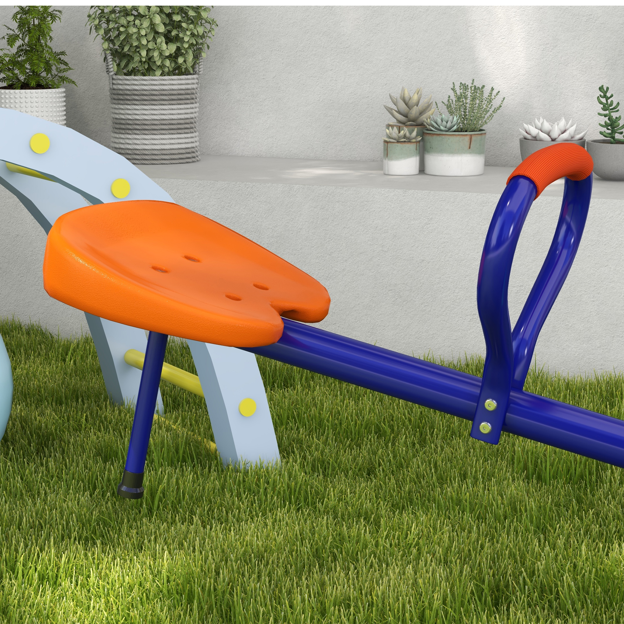 Kinderwippe 360° drehbar 2 Sitzer UV-besta?ndig Gartenwippe bis 90kg mit Griff 3-zackig Stützbeinen für Kinder 3-8 Jahre