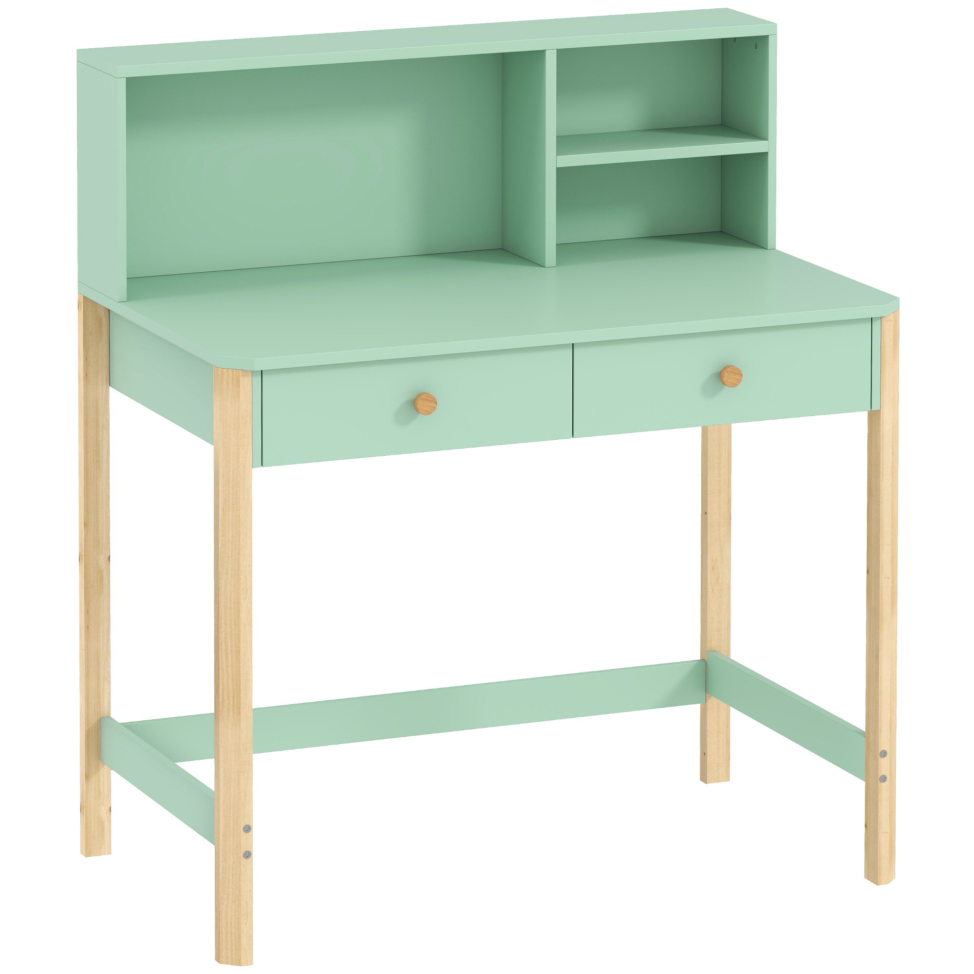 Kinderschreibtisch Schülerschreibtisch mit Schubladen Regal Stauraum für 5-12 Jahre Kinder 90 x 52 x 105 cm Grün