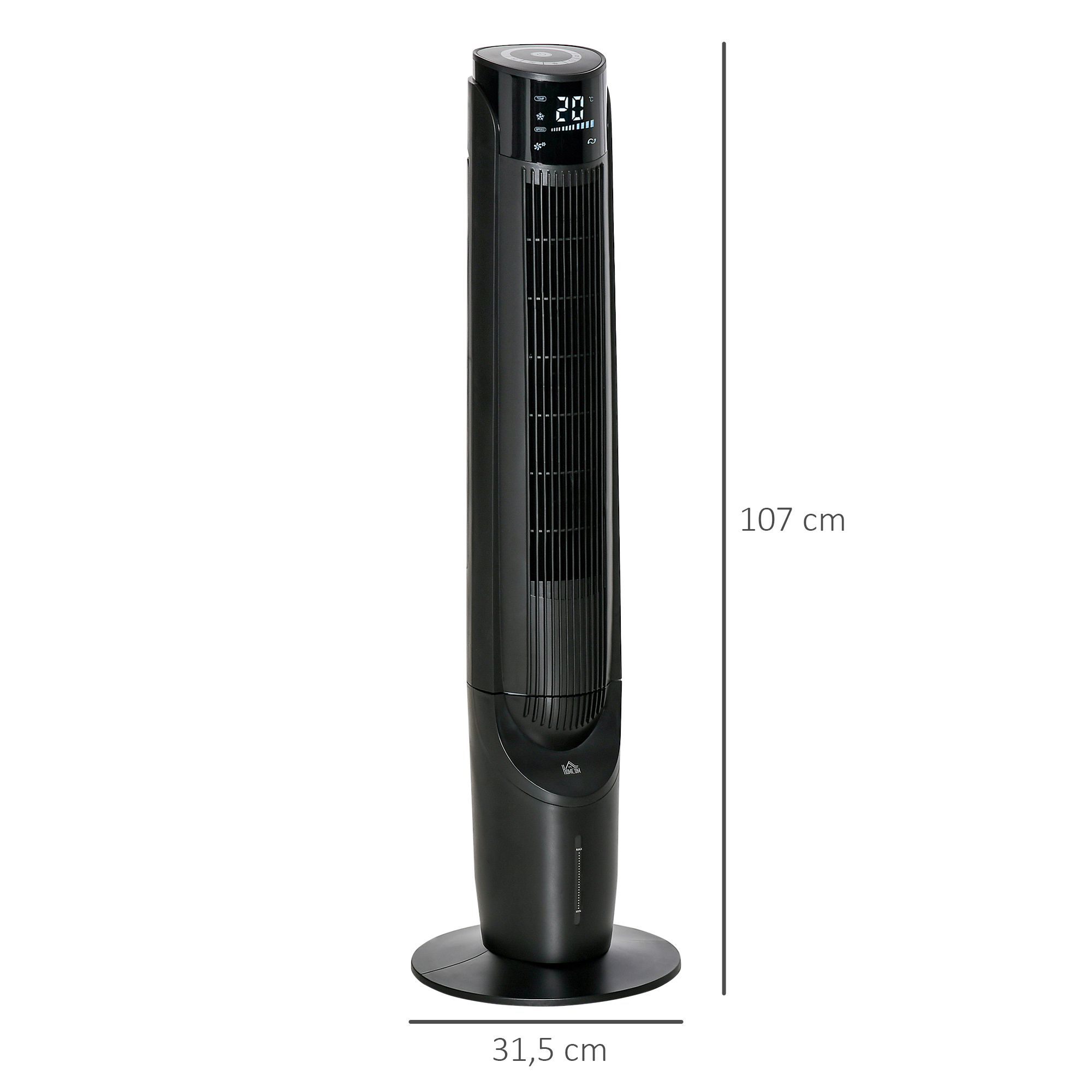 Turmventilator, Klimaanlage mit 4 Modi, 3 Geschwindigkeiten, Timer, Kunststoff