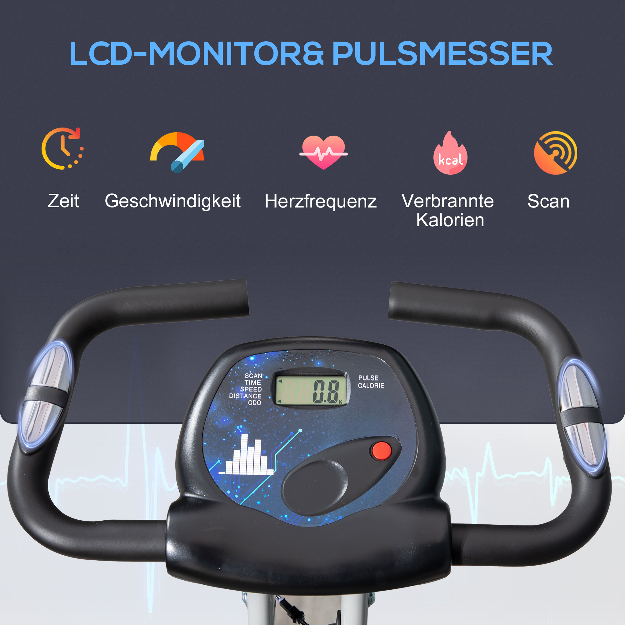 Heimtrainer Fahrradtrainer mit 8 stufig einstellbarem Magnetwiderstand höhenverstellbar Stahl Schwarz+Grau