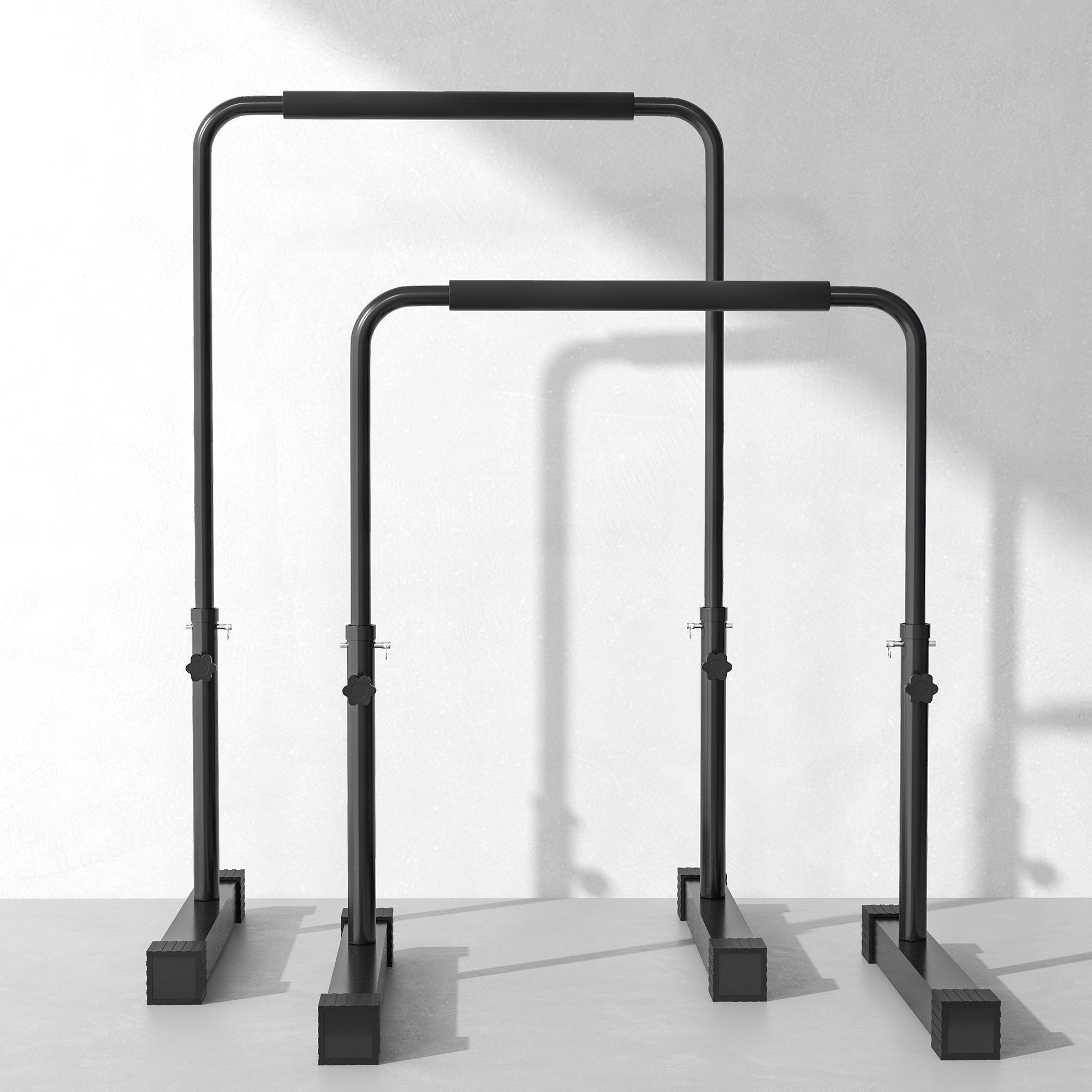 Dip-Station, höhenverstellbar 80-105 cm, leicht, rutschfest, bis 120 kg, Stahl, Schwarz
