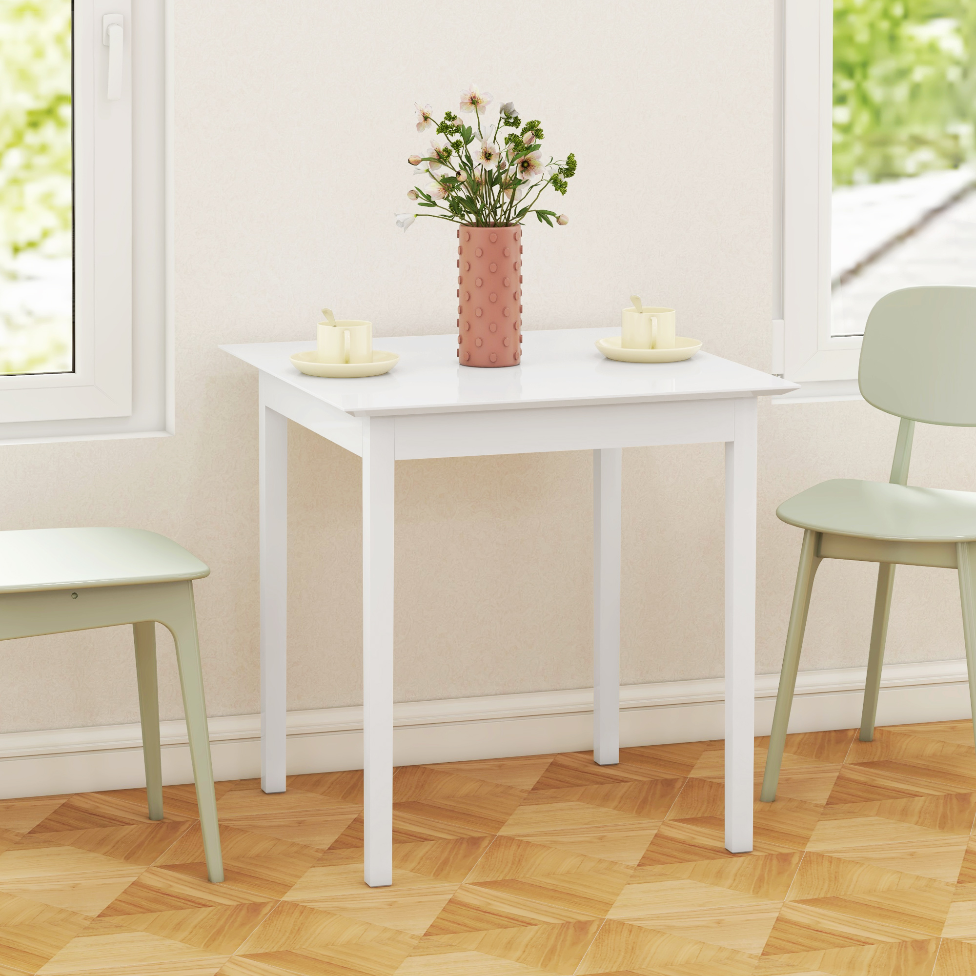 Küchentisch Esstisch Quadratischer Tisch, modernes Design, 75 cm x 75 cm x 76 cm, Weiß
