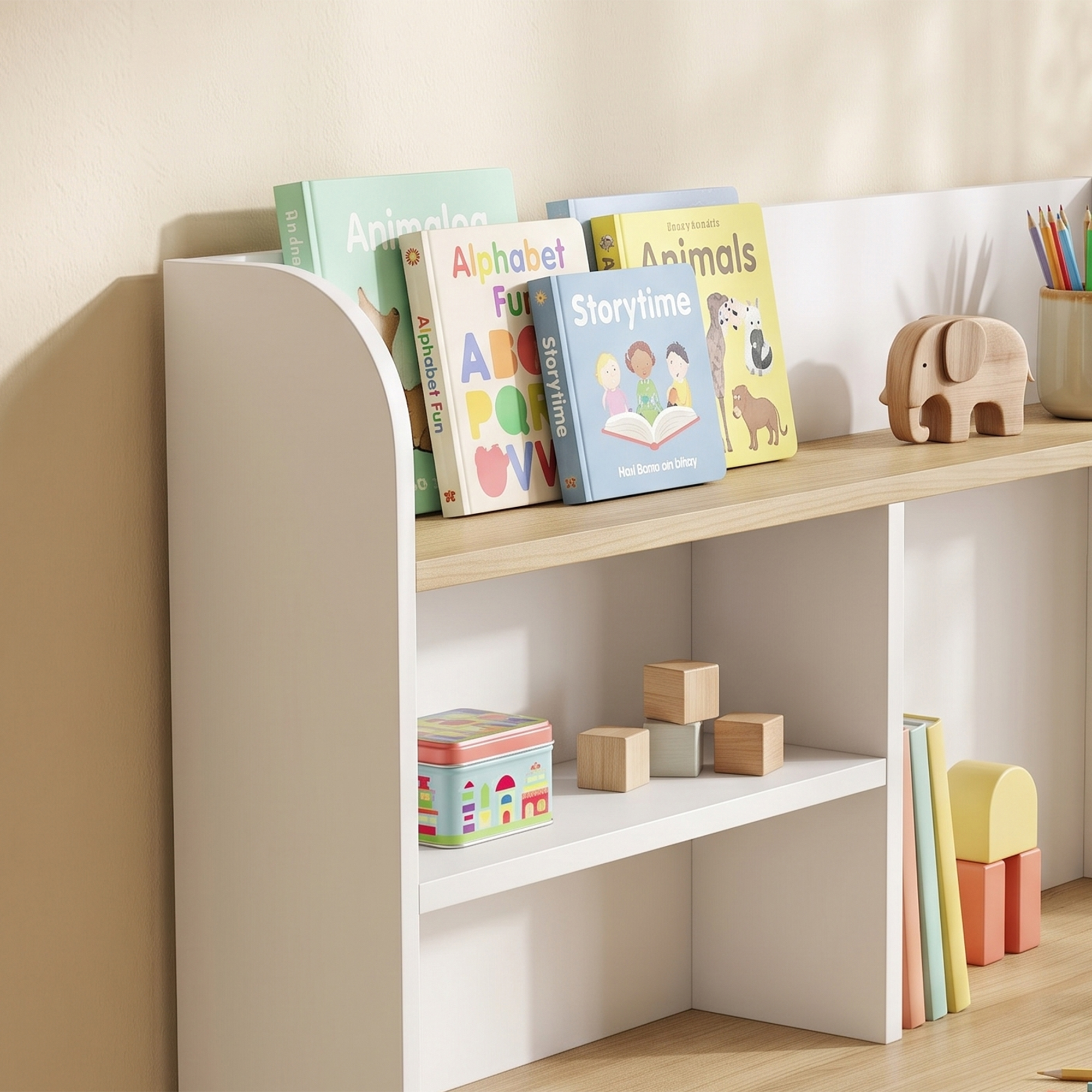 Kinderschreibtisch Kinder Schreibtisch mit Schublade Bücherregal Stauraum für Kinder 3-8 Jahre, 80 x 50 x 100 cm Weiß