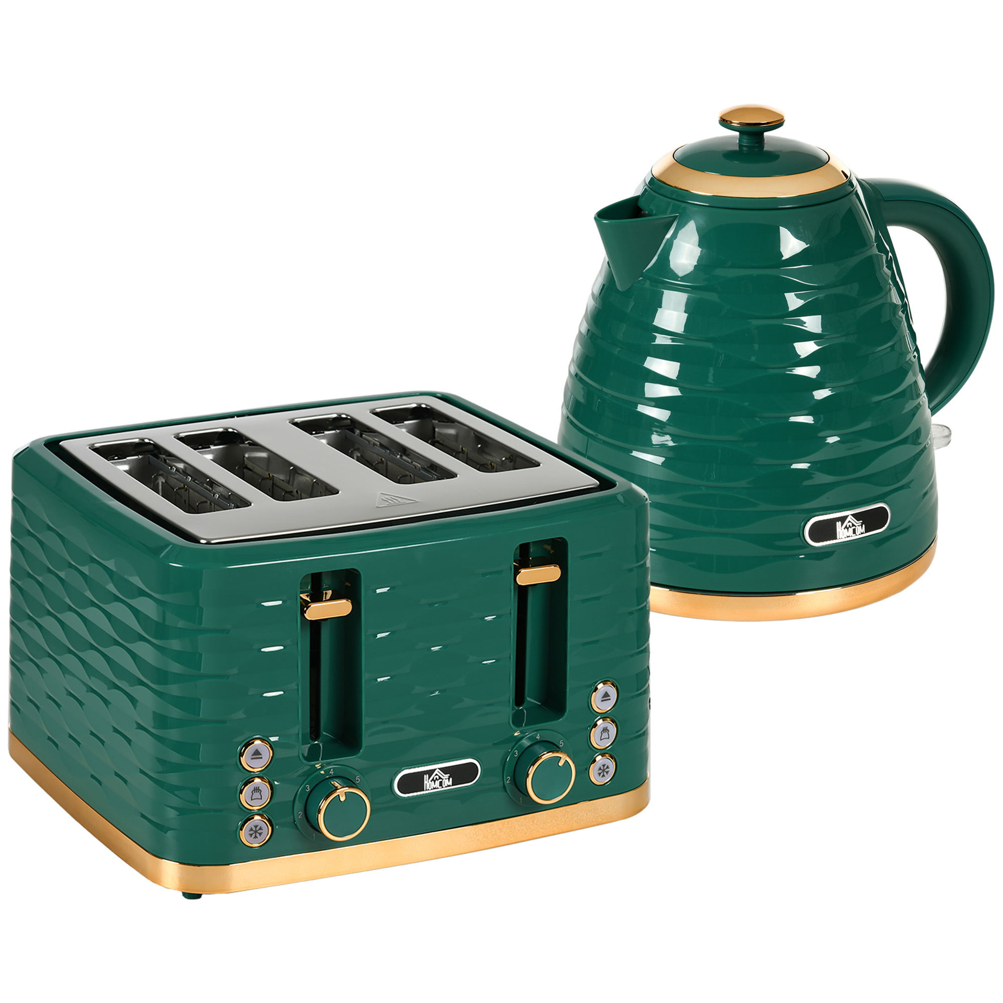 2-in-1 Toaster und Wasserkocher Set, 7 Bräunungsstufen, Auftau- und Aufwärmfunktion, Grün