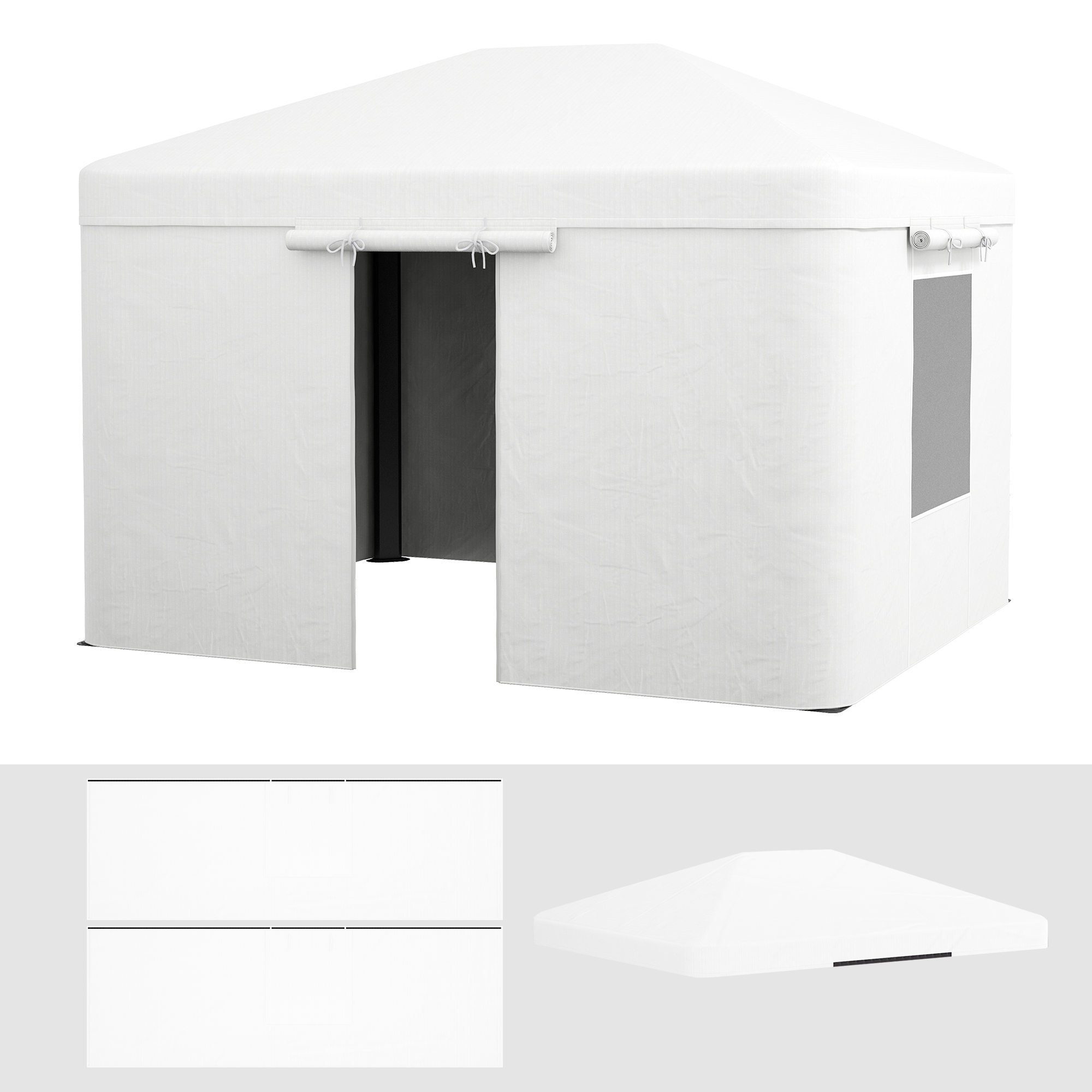 Pavillon-Ersatzdach Ersatzvordach, wetterbeständig, 360 x 300 x 270 cm, Weiß Pavillon-Ersatzdach Ersatzvordach, wetterbeständig, 360 x 300 x 270 cm, Weiß