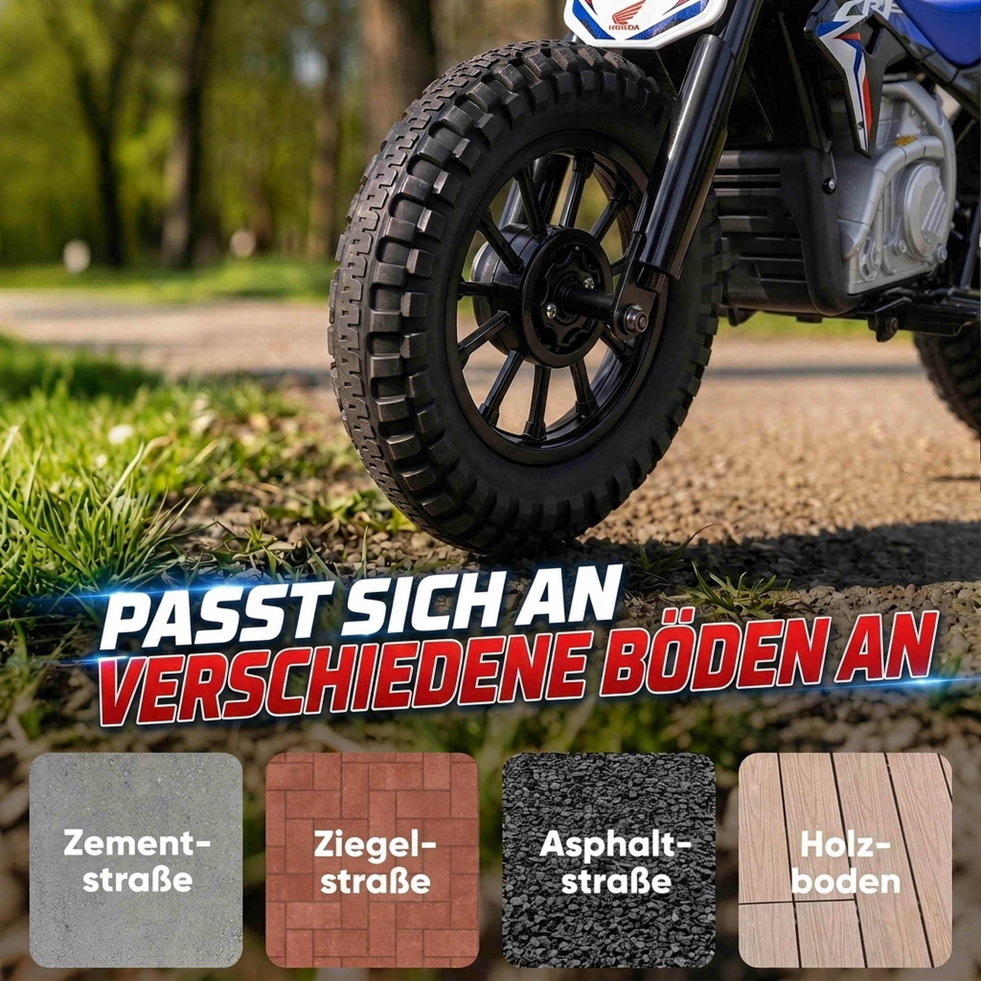 Elektro Motorrad Kinder HONDA CRF 450R 12V Kinder Motocross mit 35W Motor Lithium Akku Hinterradfederung 12 Zoll Rädern