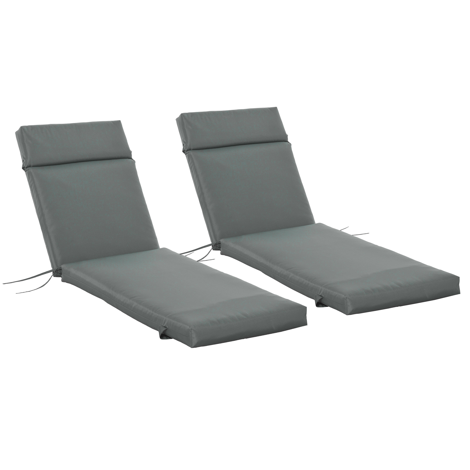 2er Set Auflage für Sonnenliege, Liegenauflage für Gartenliege extra dick 8cm Polsterauflage Dunkelgrau NUR Kissen