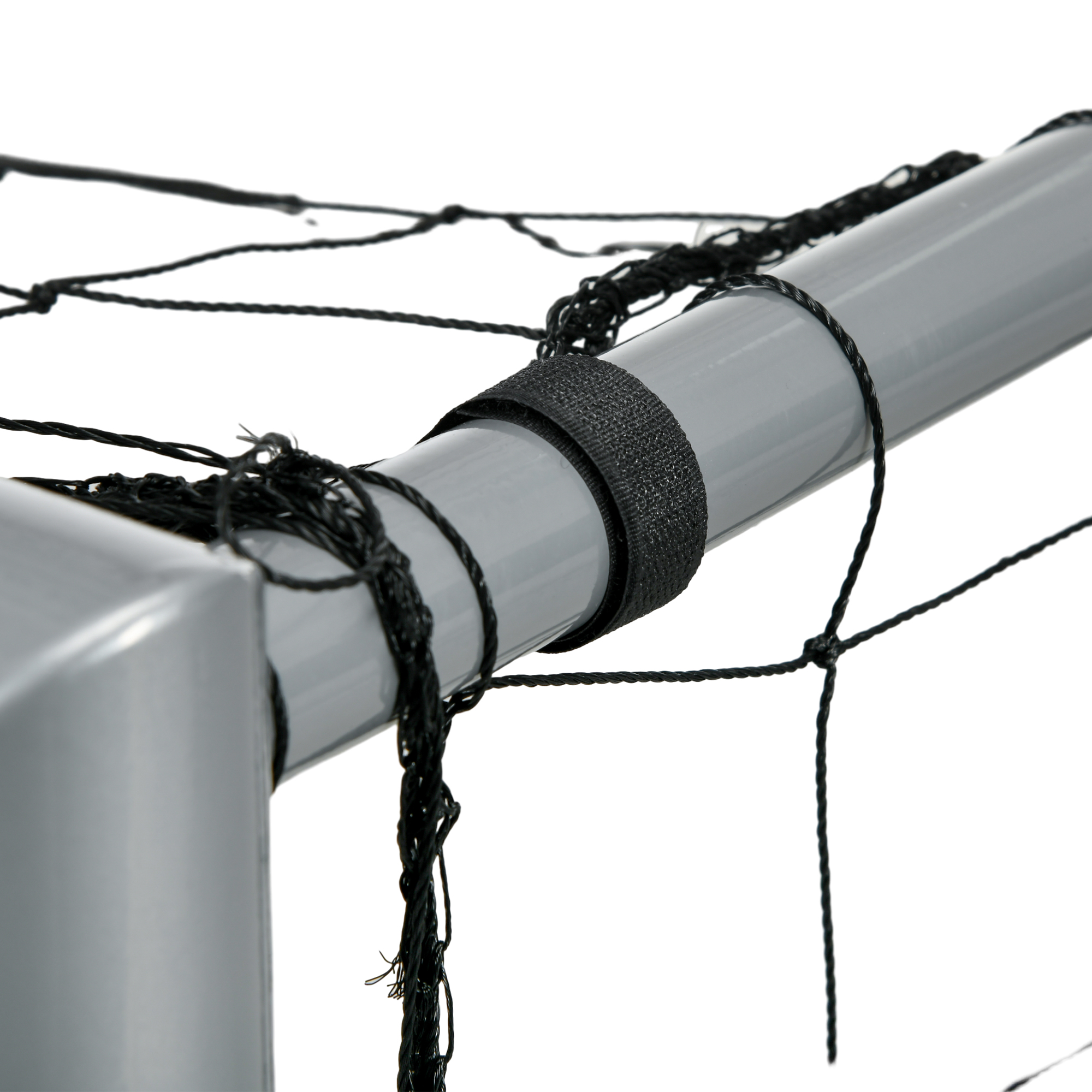 Fußballtor wetterfest, stabiles Metallgestell, reißfestes Netz, 160H x 240L x 85B cm, Grau