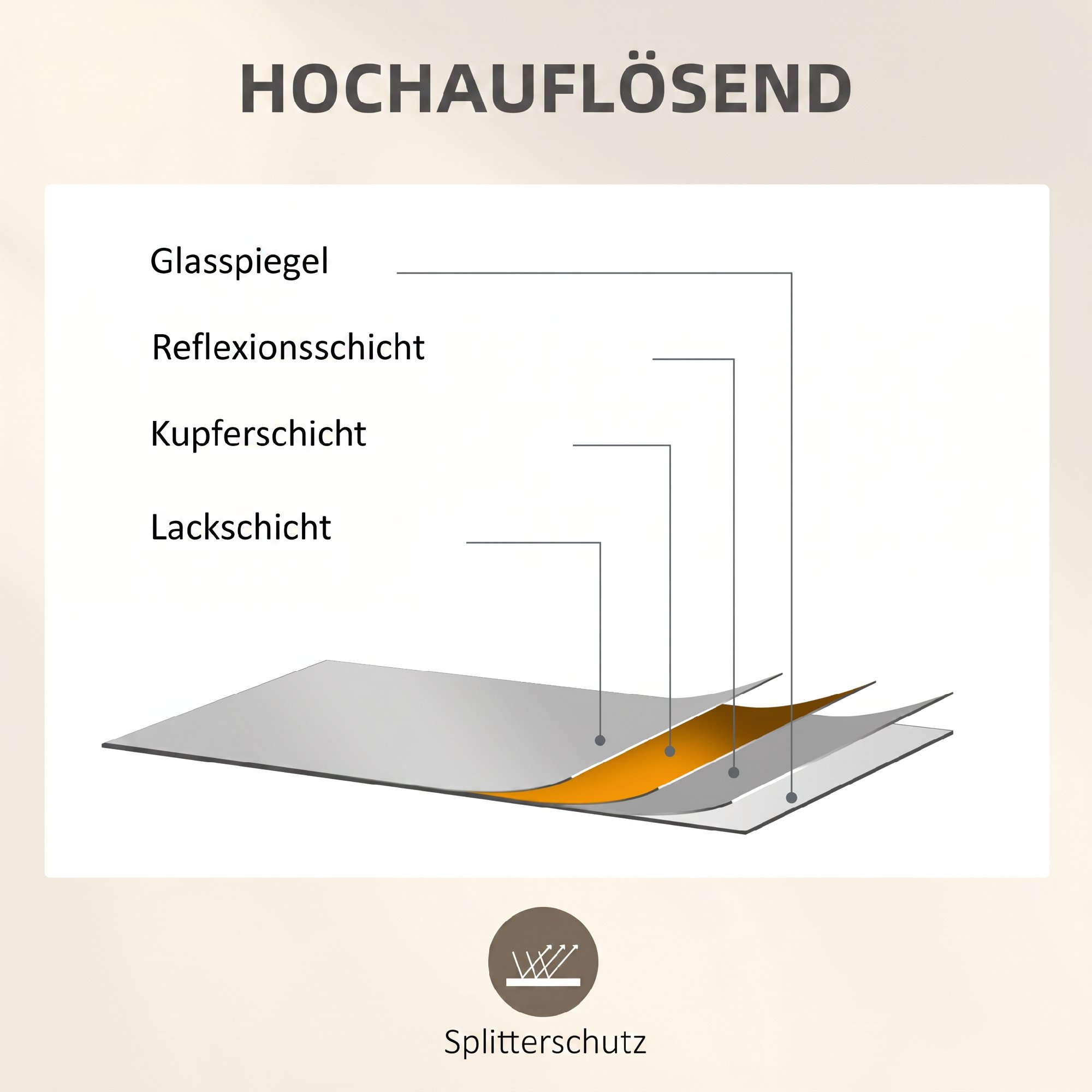 Wandspiegel, dekorativer Spiegel mit Metallrahmen, schwarze Streifen, Mehrschichtglas, 50B x 2T x 110H cm