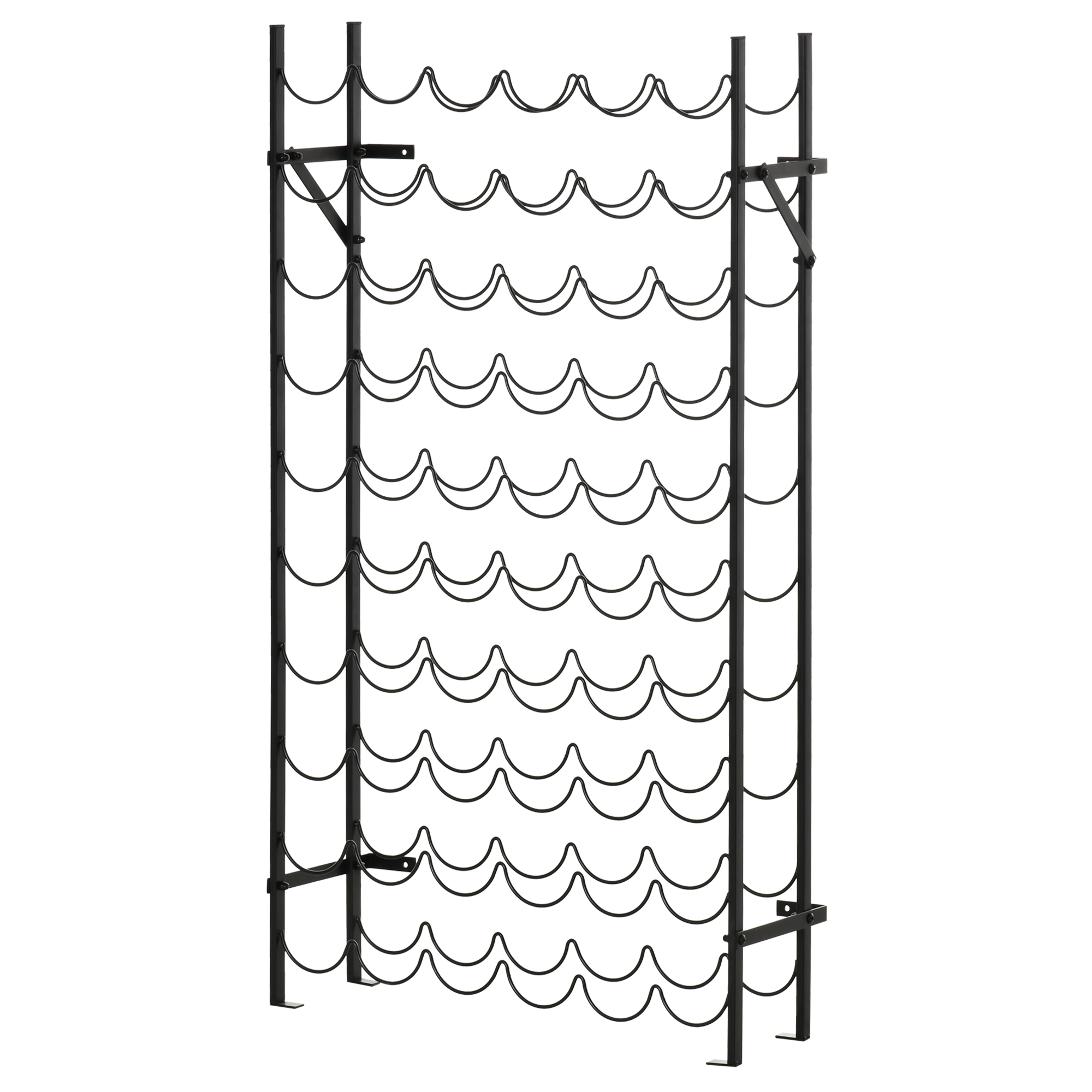Weinregal für 60 Flaschen Flaschenregal Flaschenhalter Weinflaschenhalter aus Metall für Keller, Lagerraum, 63 x 20,5 x 118 cm Schwarz