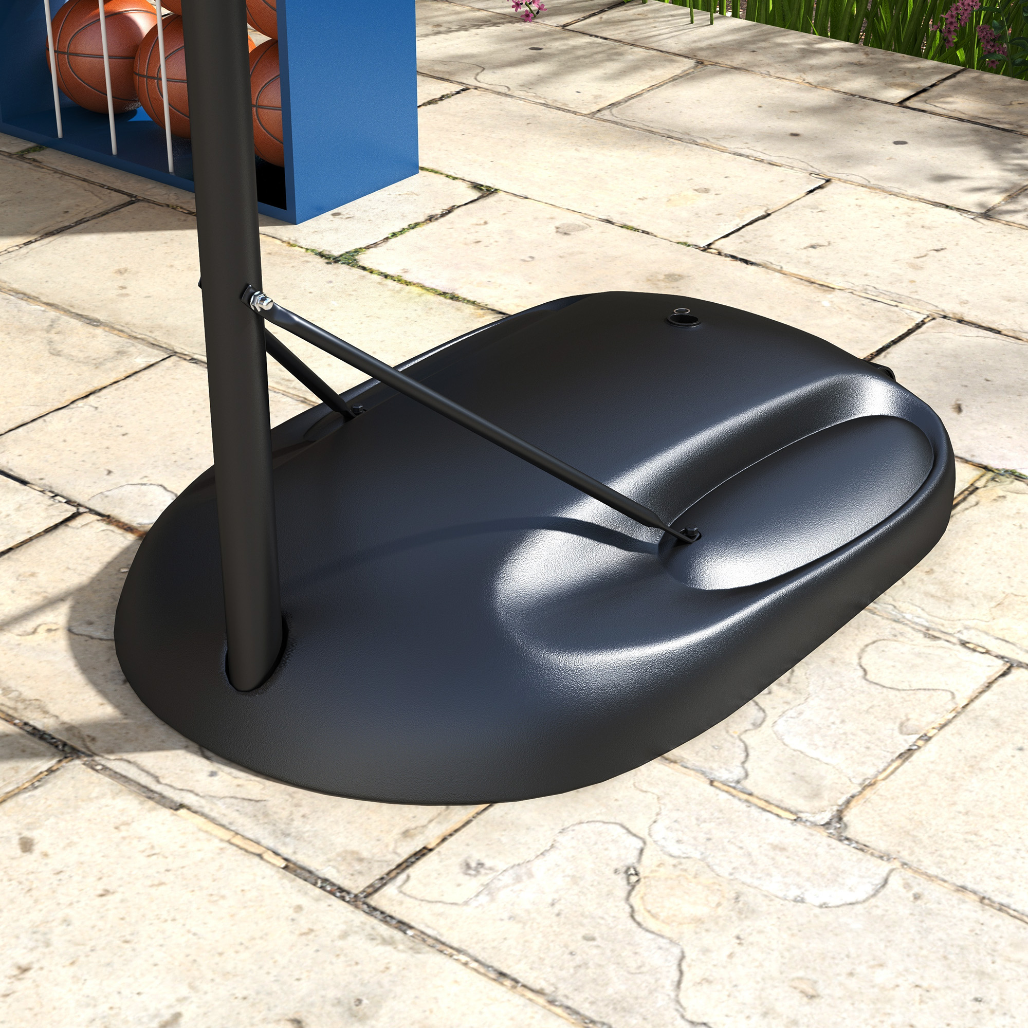 Basketballständer, höhenverstellbar, robust, 1,7-2,3 m Korbhöhe, Stahlrahmen, Schwarz