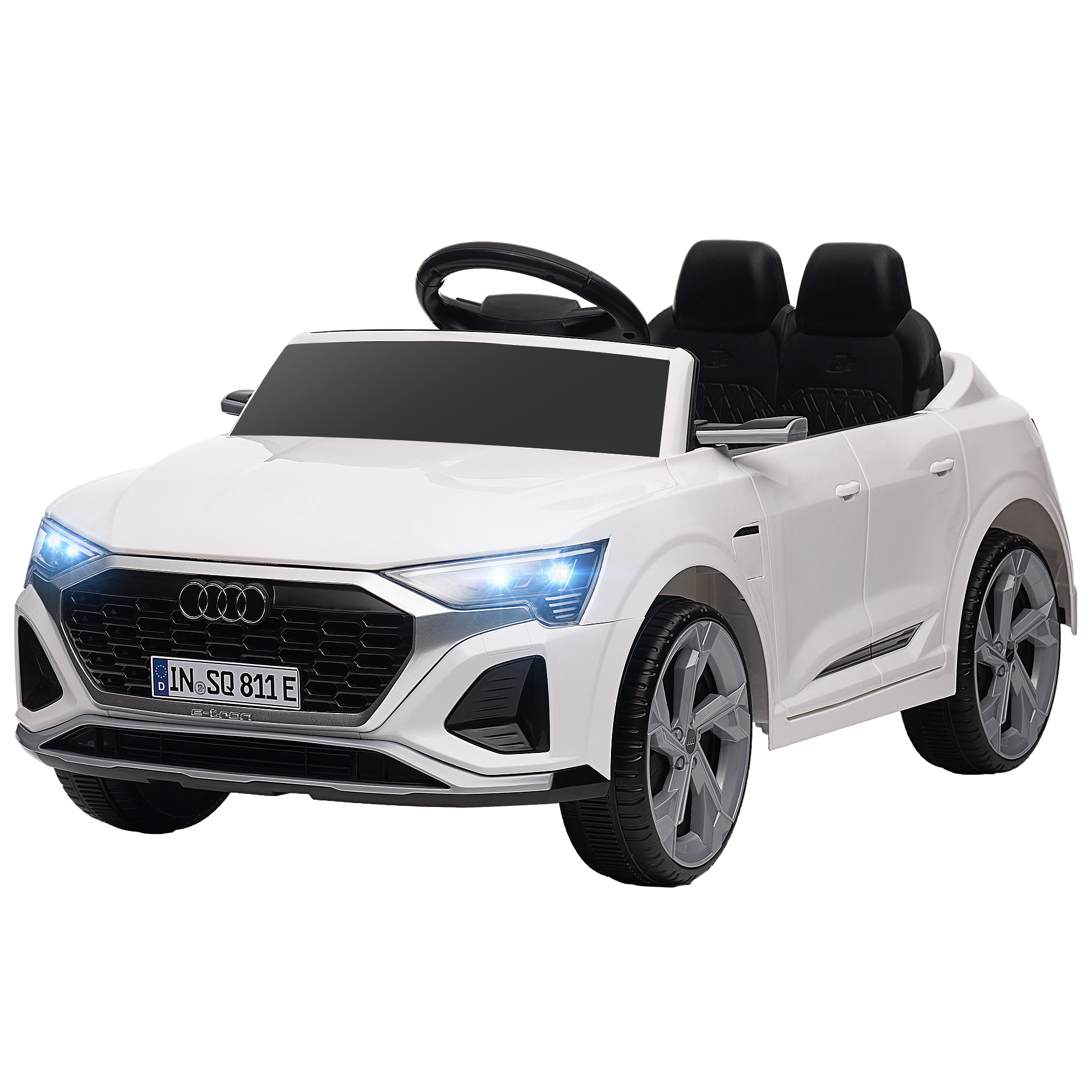 Elektro-Kinderauto, 12V Audi Q8, 3-5 km/h, Fernsteuerung, Scheinwerfer, Musik, Weiß Elektro-Kinderauto, 12V Audi Q8, 3-5 km/h, Fernsteuerung, Scheinwerfer, Musik, Weiß
