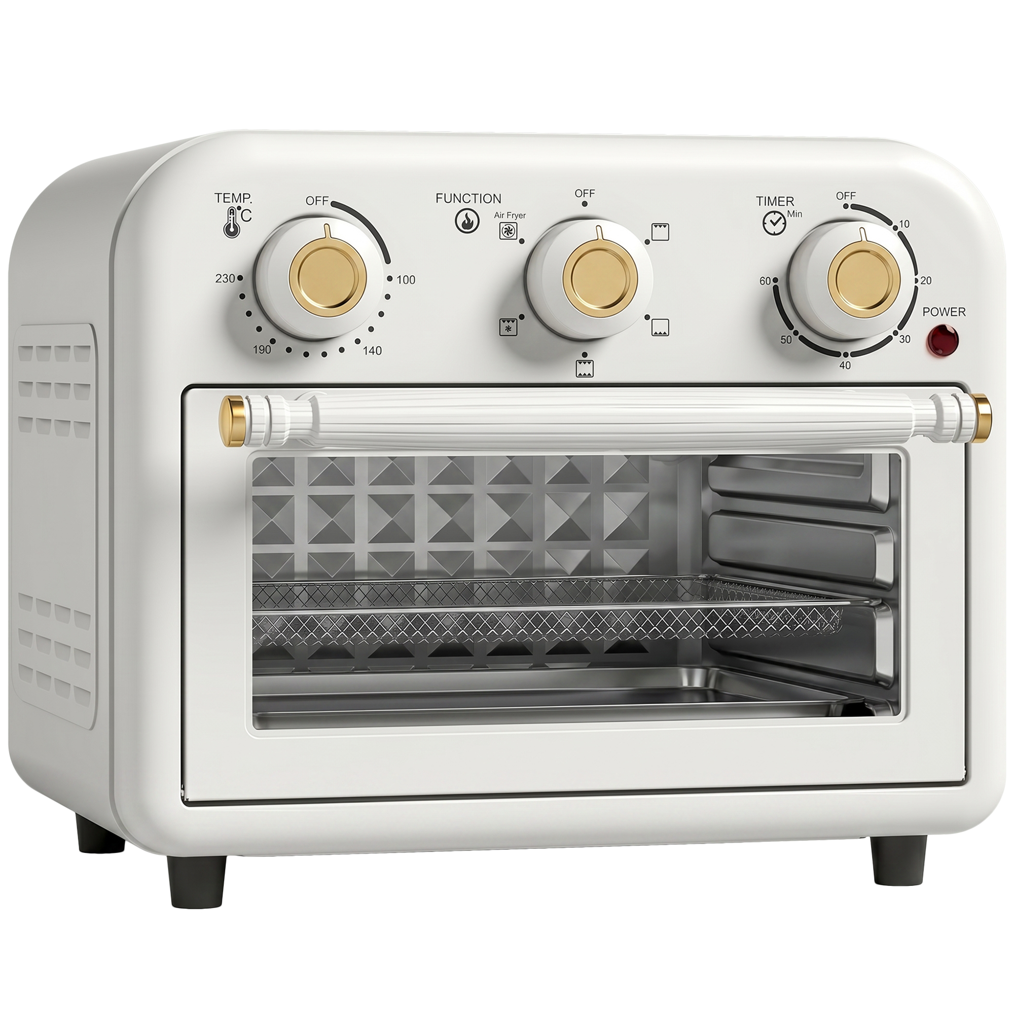 Heißluftfritteuse 12 Liter Mini Backofen mit Umluft, 5 Programmen, Backblech und Frittierkorb, 1200 W, Spülmaschinenfest
