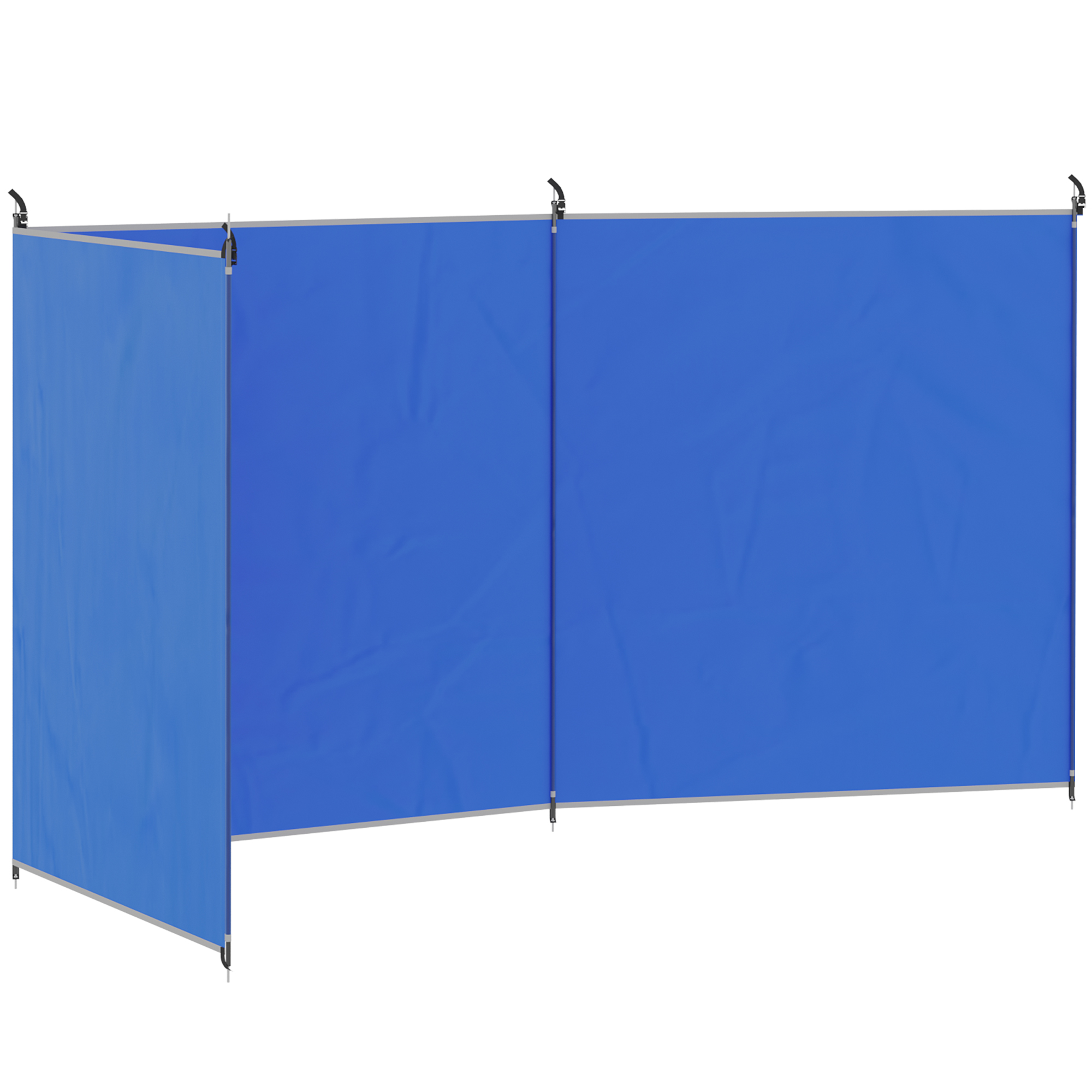 Windschutz Camping Sichtschutz mit 4 Stahlstangen Tragetasche Strandschutz für Camping Garten Strand 540 x 150 cm Blau