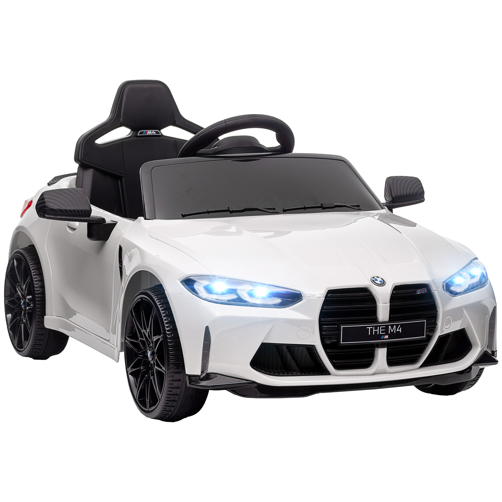 Elektro-Kinderauto BMW M4, Sound & Licht, 3-5 km/h, inkl. Fernsteuerung, für 3-5 Jahre, Weiß