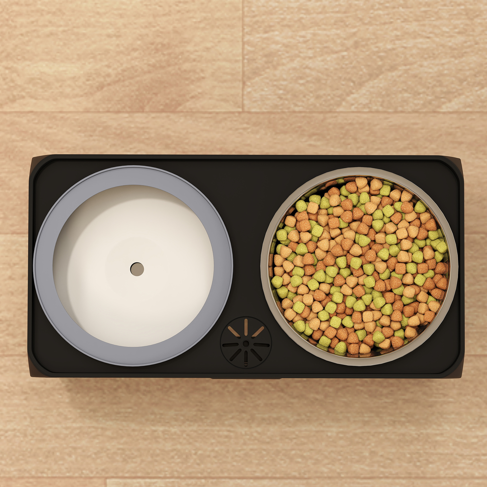 erhöhter Hundenapf Höhenverstellbar Futternapf mit Wassernapf 2 Edelstahlnäpfen für kleine bis große Hunde Schwarz