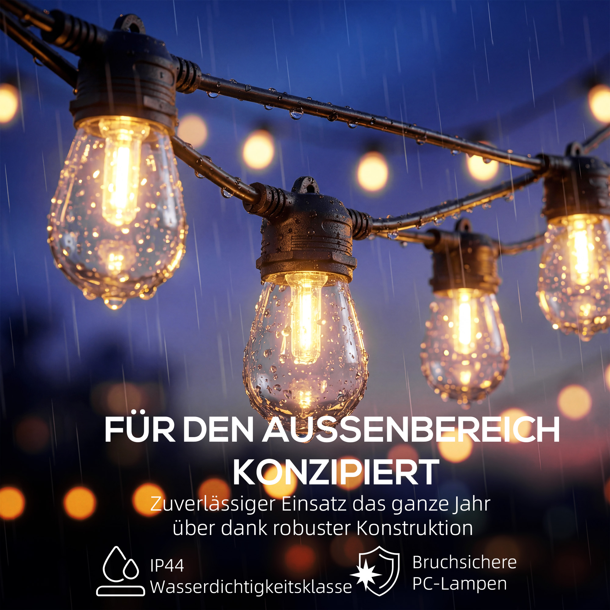 Globe Lichterkette, RGBW Vorhanglichter, IP44 wasserdicht für Innen- und Außendekoration