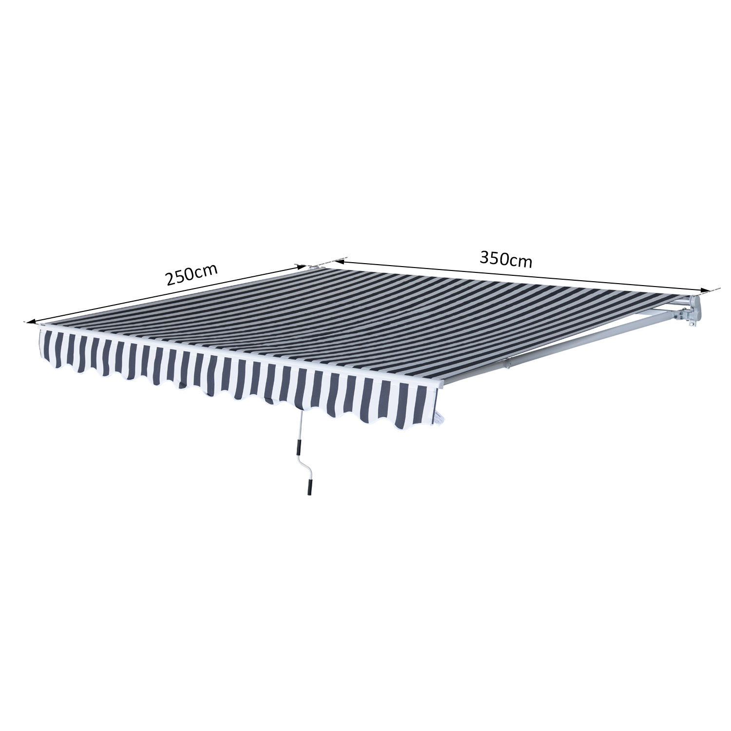 Markise Gelenkarmmarkise Sonnenschutz mit Handkurbel 3,5 x 2,5 m Grau+Weiß Alu Polyester