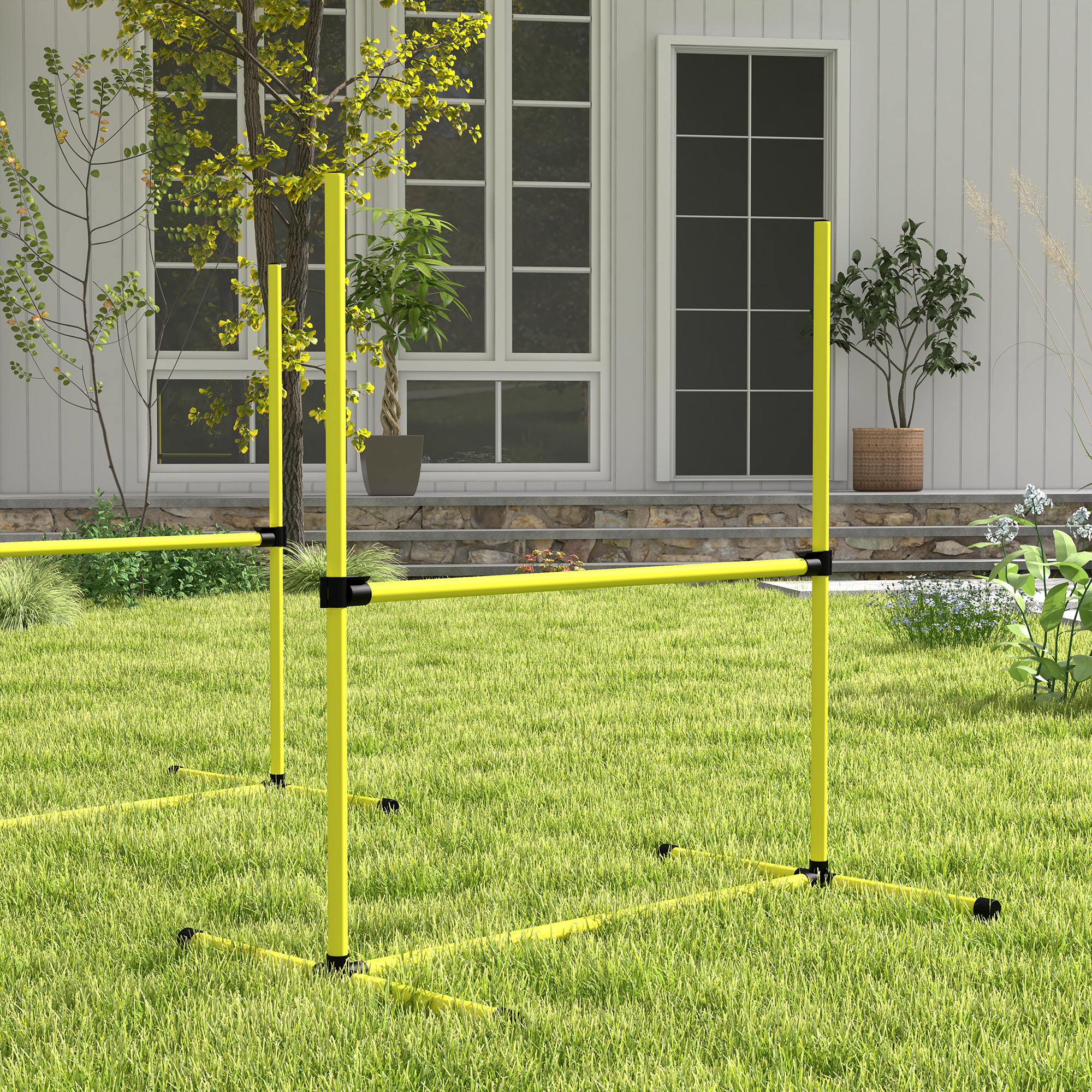 Hunde Agility-Set, Hürden/Slamonstangen/Bodenstangen, Tragetasche, robust, Gelb