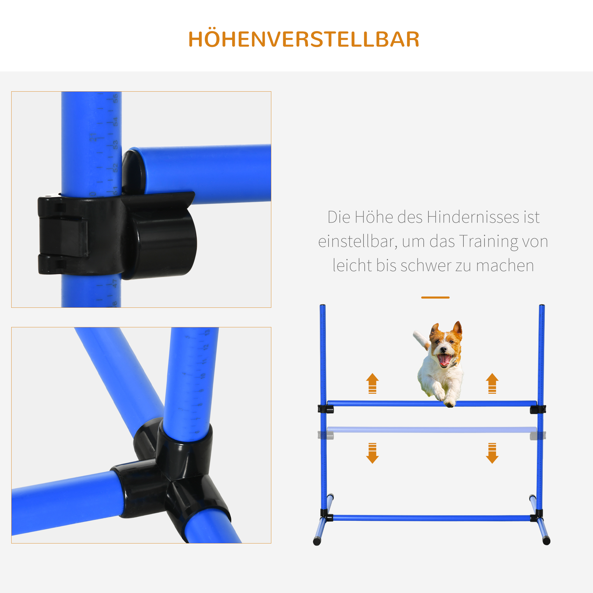 Agility Set Hunde 4-teiliges höhenverstellbar Agility-Ausrüstung Sprungstangen-Set Steckhürdenset mit 4 Hürden Tragetasche Koordinationstraining Sprungstangen-Set für Spiele Training