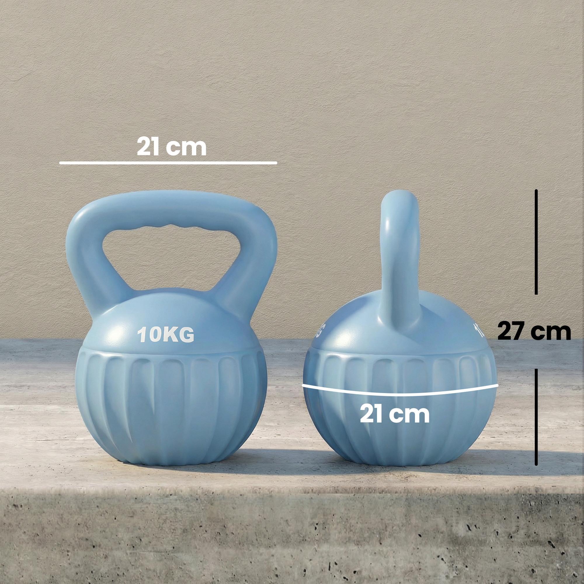 Kettlebell Kugelhantel 6 kg Gewicht-Hantel mit Sand befüllt für Anfänger Zuhause Krafttraining 21 x 21 x 27 cm Blau