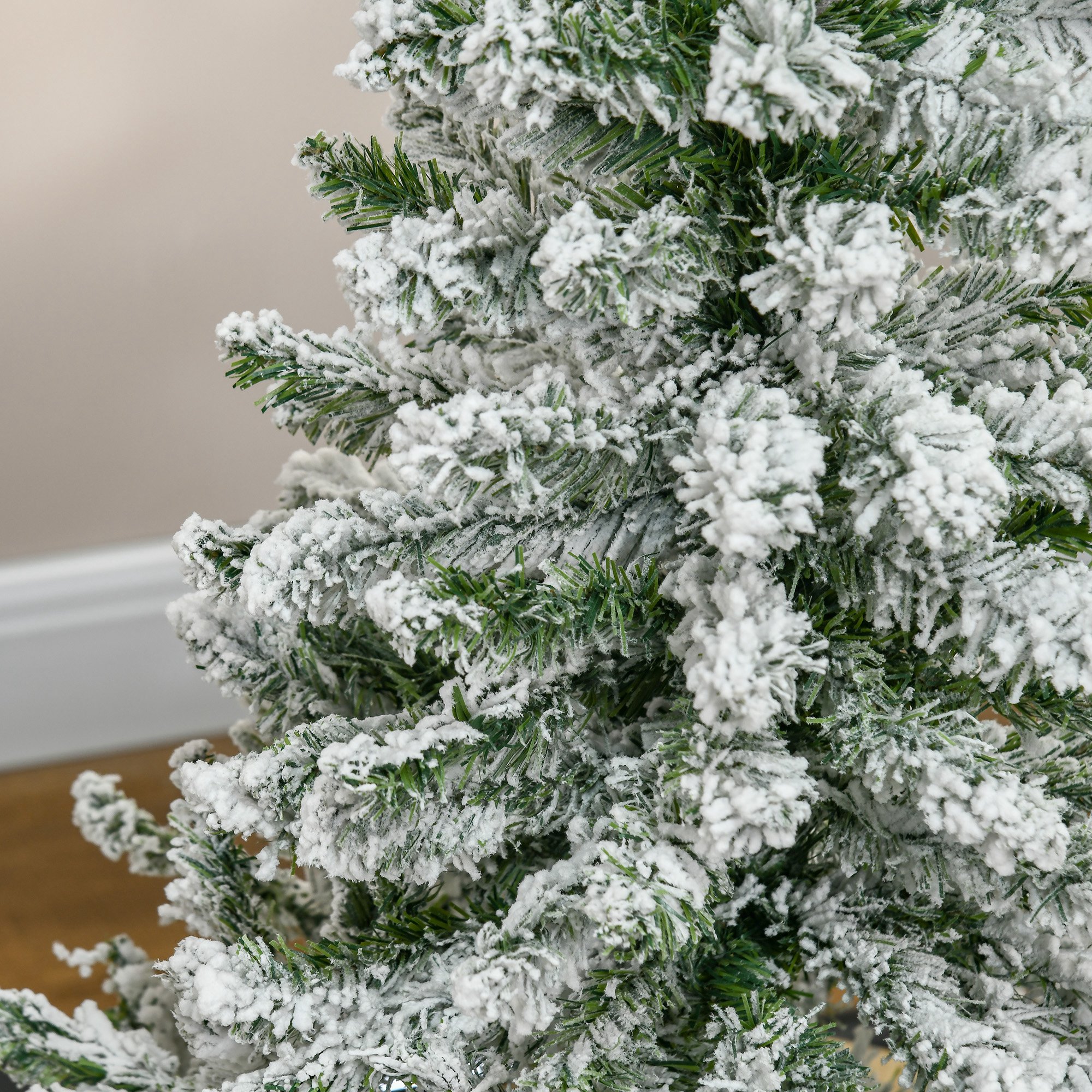 Künstlicher Weihnachtsbaum, Schnee-Effekt, flammenhemmend, Scharnierkonstruktion, Grün/Weiß