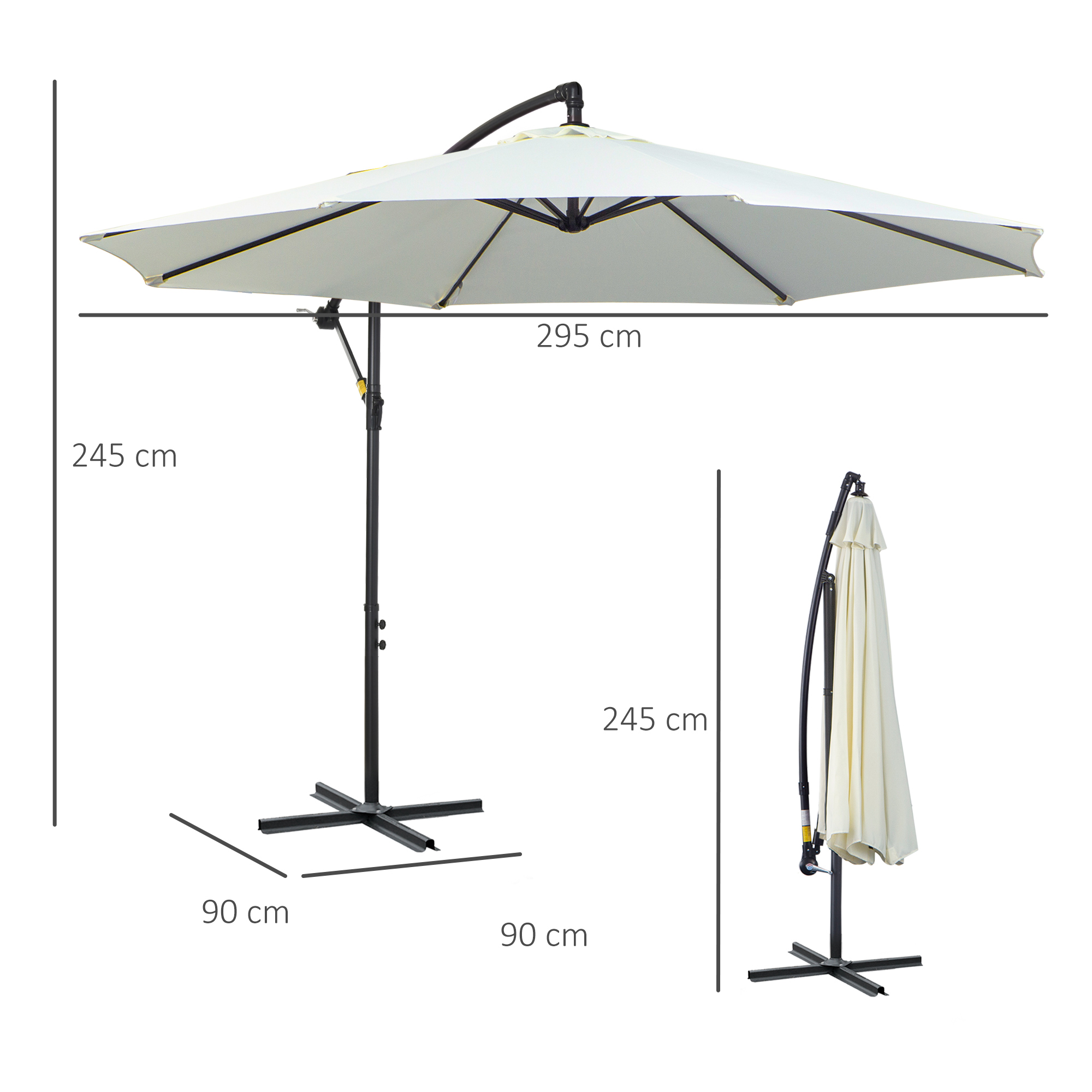 Sonnenschirm mit Kurbel Wetterbeständig 3 m x 3 m x 2,5 m Stahl Polyester