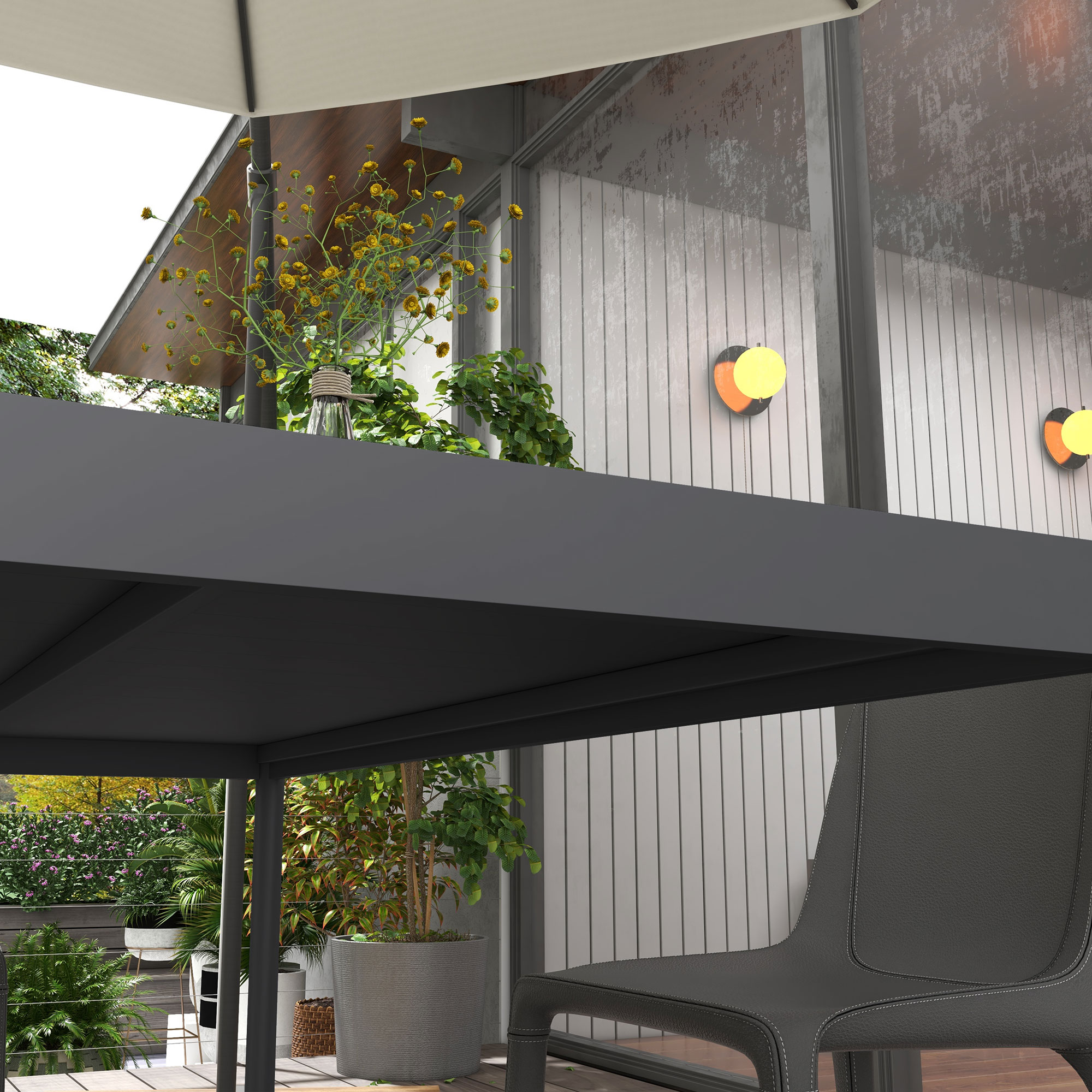 Gartentisch Outdoortisch, wetterbeständig, Aluminium, 145 x 90 x 74 cm, Dunkelgrau