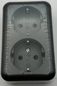 FASKO Doppel-Steckdose, AP, Anthrazit, 250V~/ 16A, Aufputz, Schraubanschluss