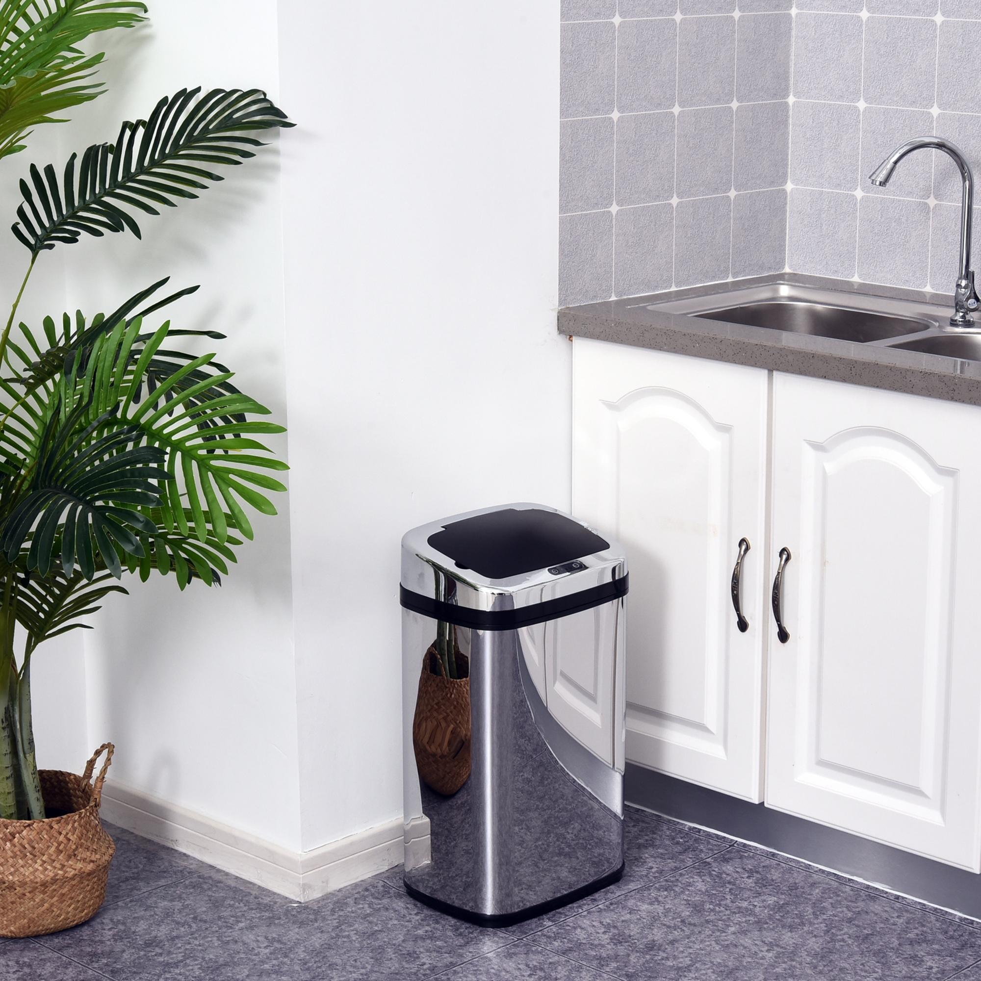 Sensor Mülleimer 30L Edelstahl Automatischer Mülleimer mit Bewegungssensor, Abfalleimer Müllbehälter Abfallbehälter für Büro, Schlafzimmer, Küchen Silber