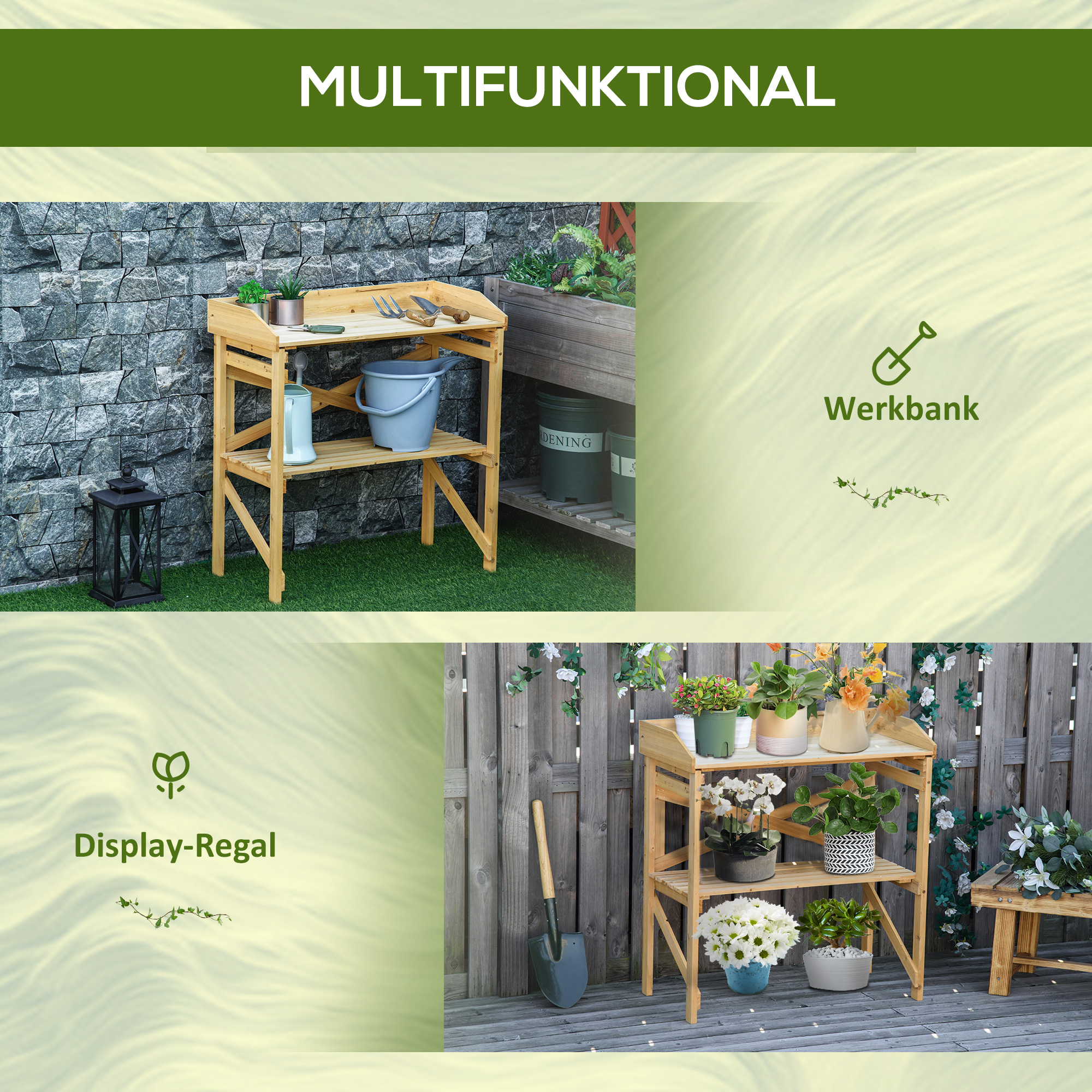 Hochbeet sechseckig DIY Pflanzkübel Pflanzkasten aus Holz für Garten Balkon Natur 100 x 92 x 16 cm