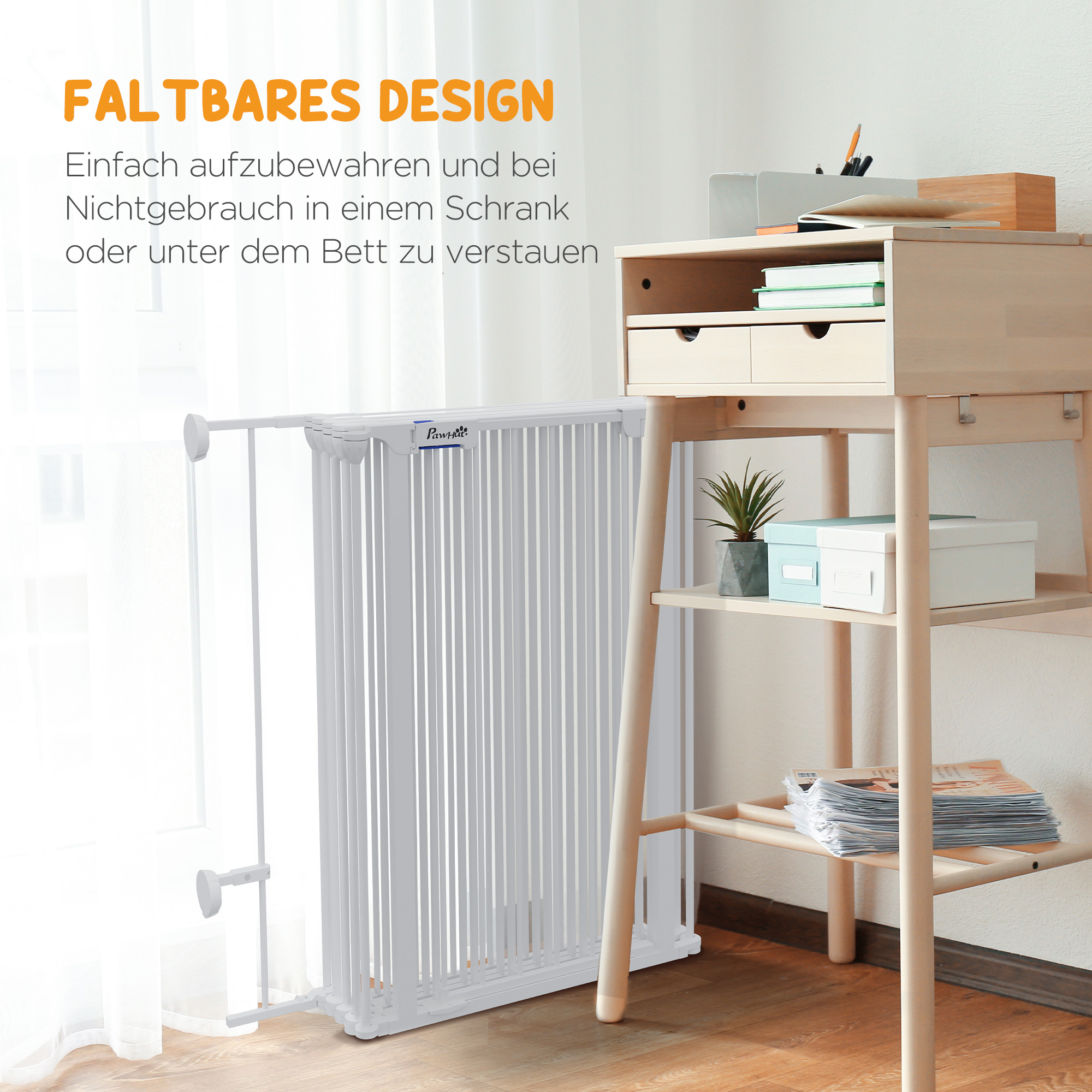 2-in-1 Welpenauslauf und Absperrgitter, 8 Paneele, verriegelbare Tür, Stahl, 90 cm Höhe, weiß