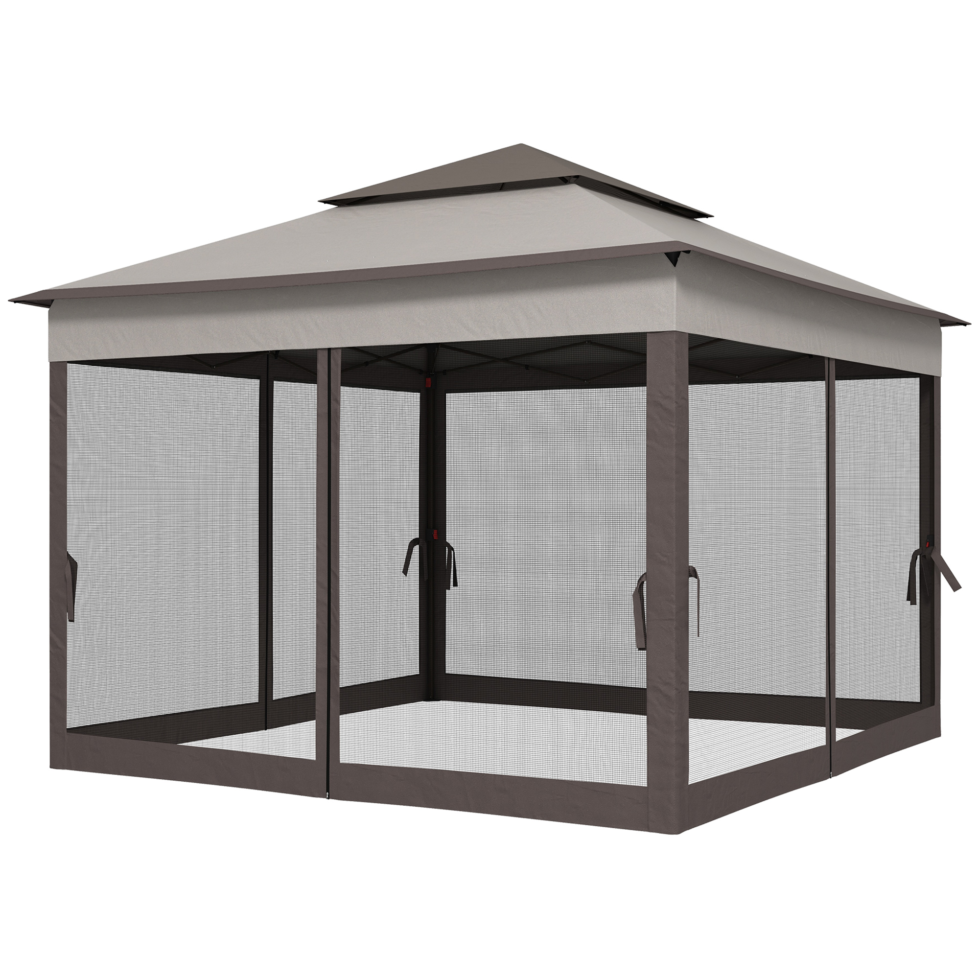 Faltpavillon mit Seitenwänden Grau 3,25 x 3,25 x 2,7 m