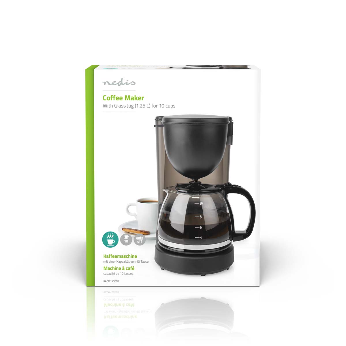 Kaffeemaschine | Filter Kaffee | 1.25 l | 10 Tassen | Warmhalten | schwarz