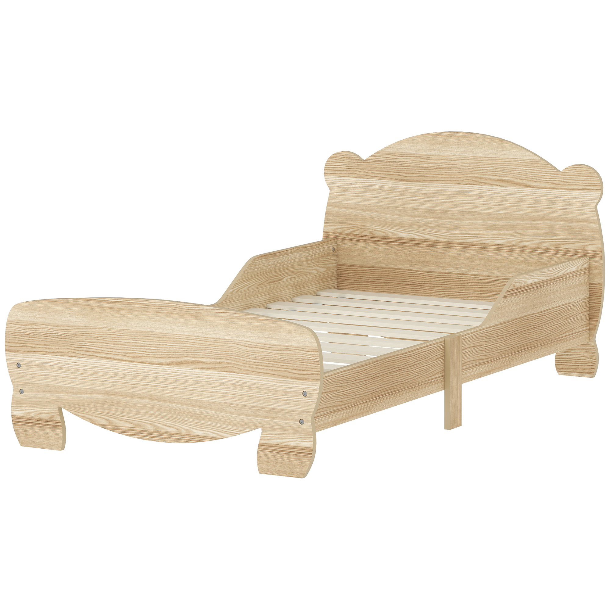 Kinderbett Jugendbett Hausbett mit Bären-Design Spielbett für 3-6Jahre Kinder 143,5 x 80 x 55 cm Naturholz Kinderbett Jugendbett Hausbett mit Bären-Design Spielbett für 3-6Jahre Kinder 143,5 x 80 x 55 cm Naturholz