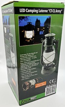 LED Camping Laterne "CT-CL Army" / ØxH 12x23,5cm, 4x AA, warmweiß, dimmbar