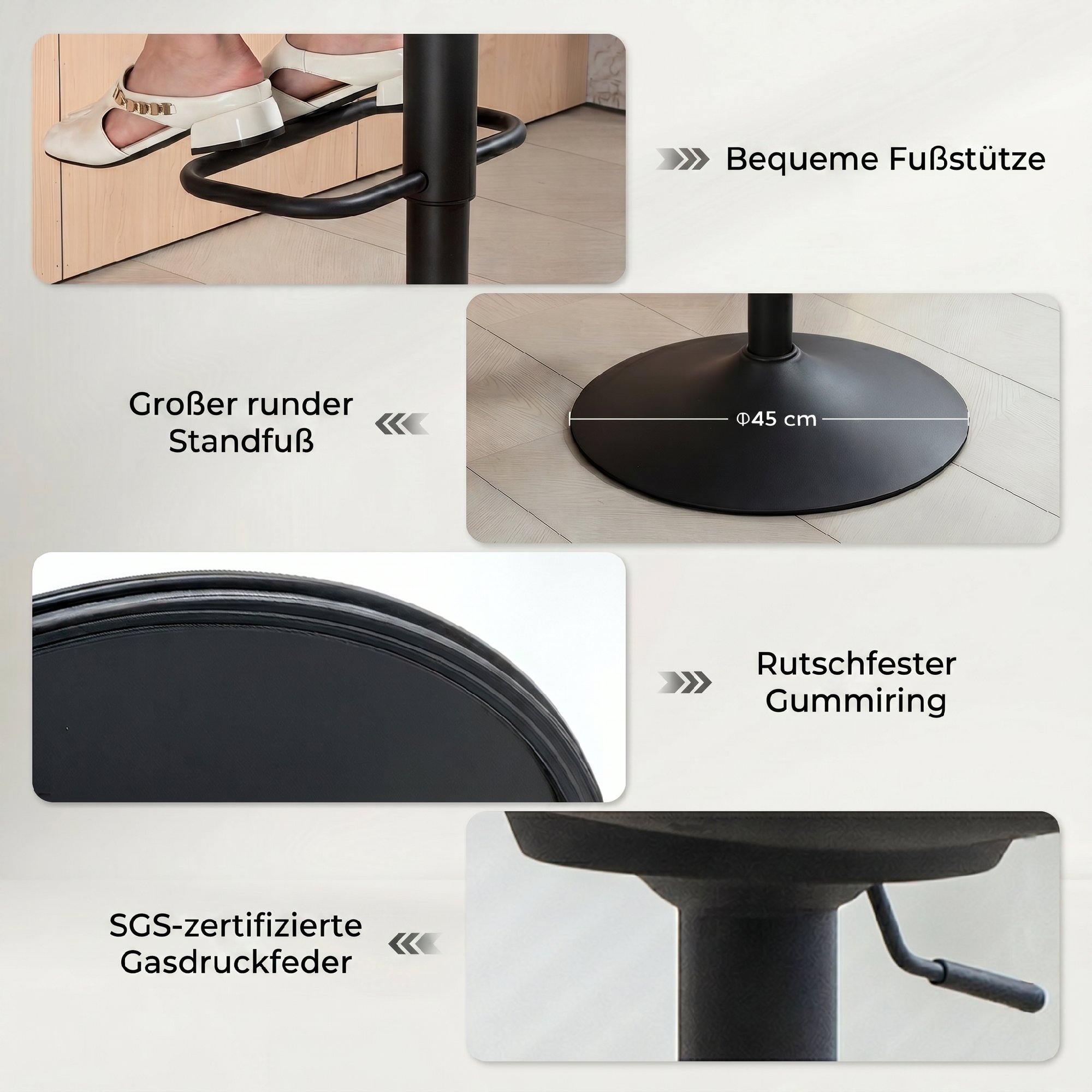 Barhocker 2er Set Drehbar Barstuhl mit Armlehnen und Rückenlehne für Küche