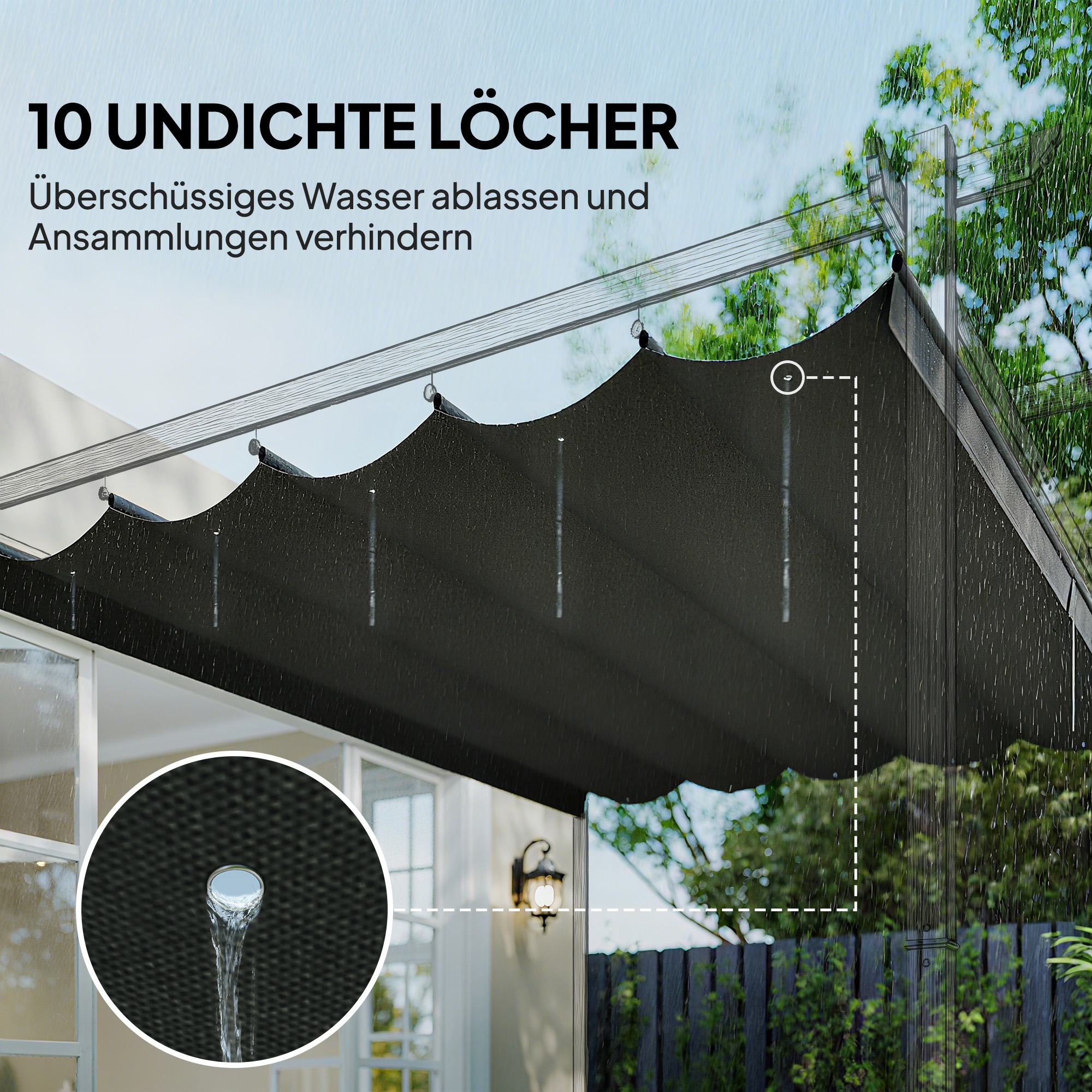 Ersatzplane für 4x3m Pavillons, mit Wasserablauflöchern, 3,50 x 2,6 m, Dunkelgrau