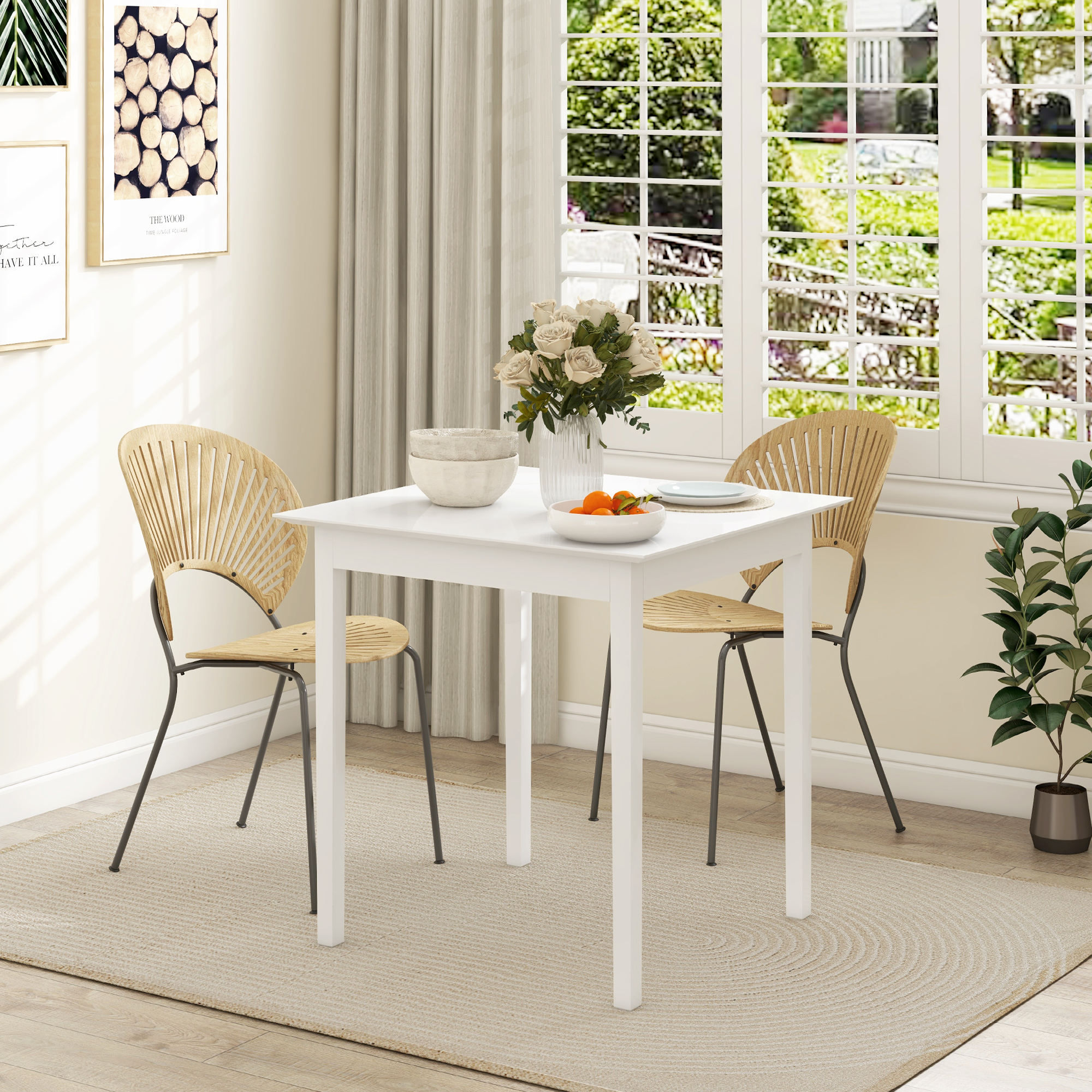Küchentisch Esstisch Quadratischer Tisch, modernes Design, 75 cm x 75 cm x 76 cm, Weiß