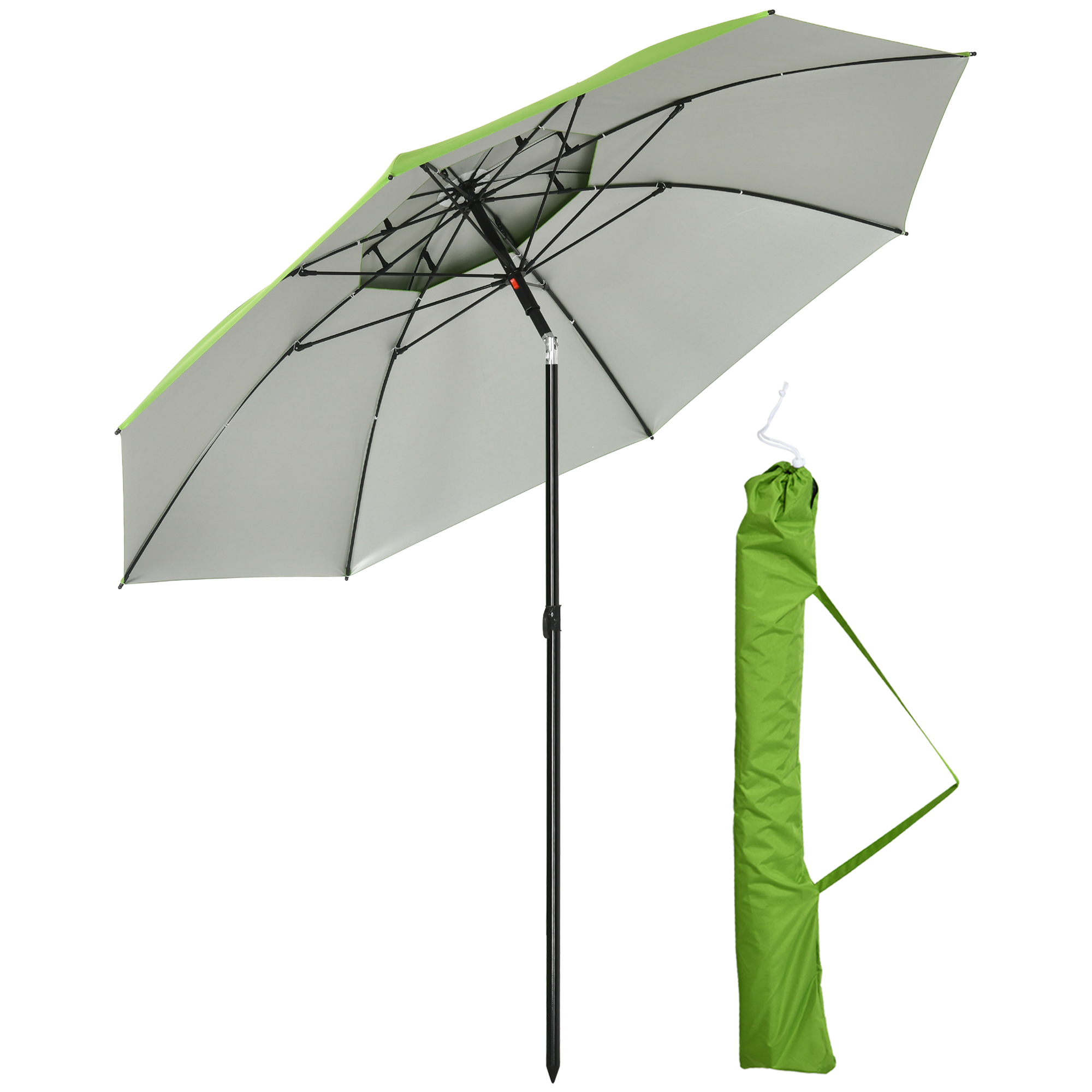 Strandschirm, Sonnenschirm, mit Belüftungsöffnungen, inkl. Schutzhülle, ?1.85, Grün