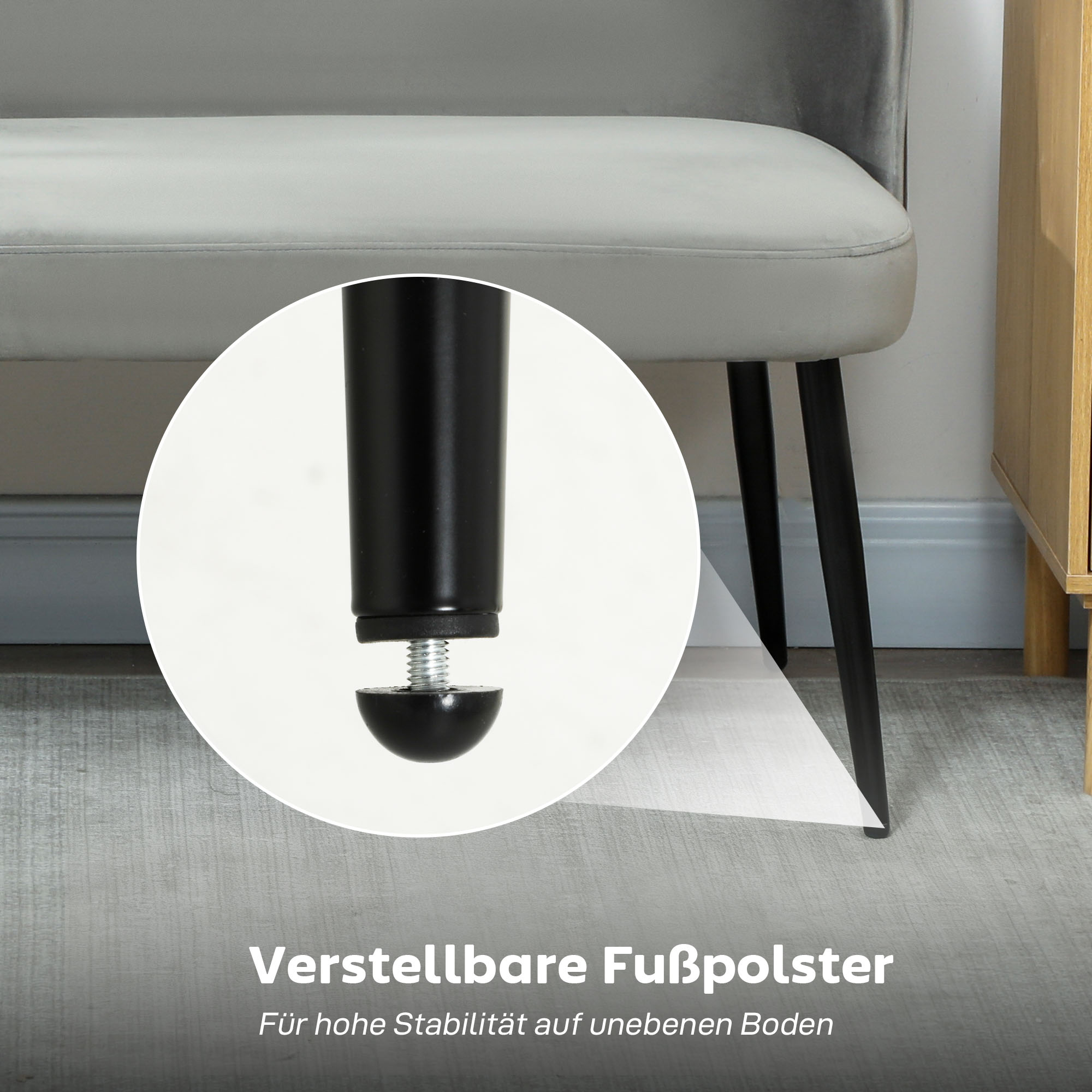 2-Sitzer-Sofa, moderne Polstercouch mit Metall- und Holzrahmen, samtartiger Stoffbezug, Grau