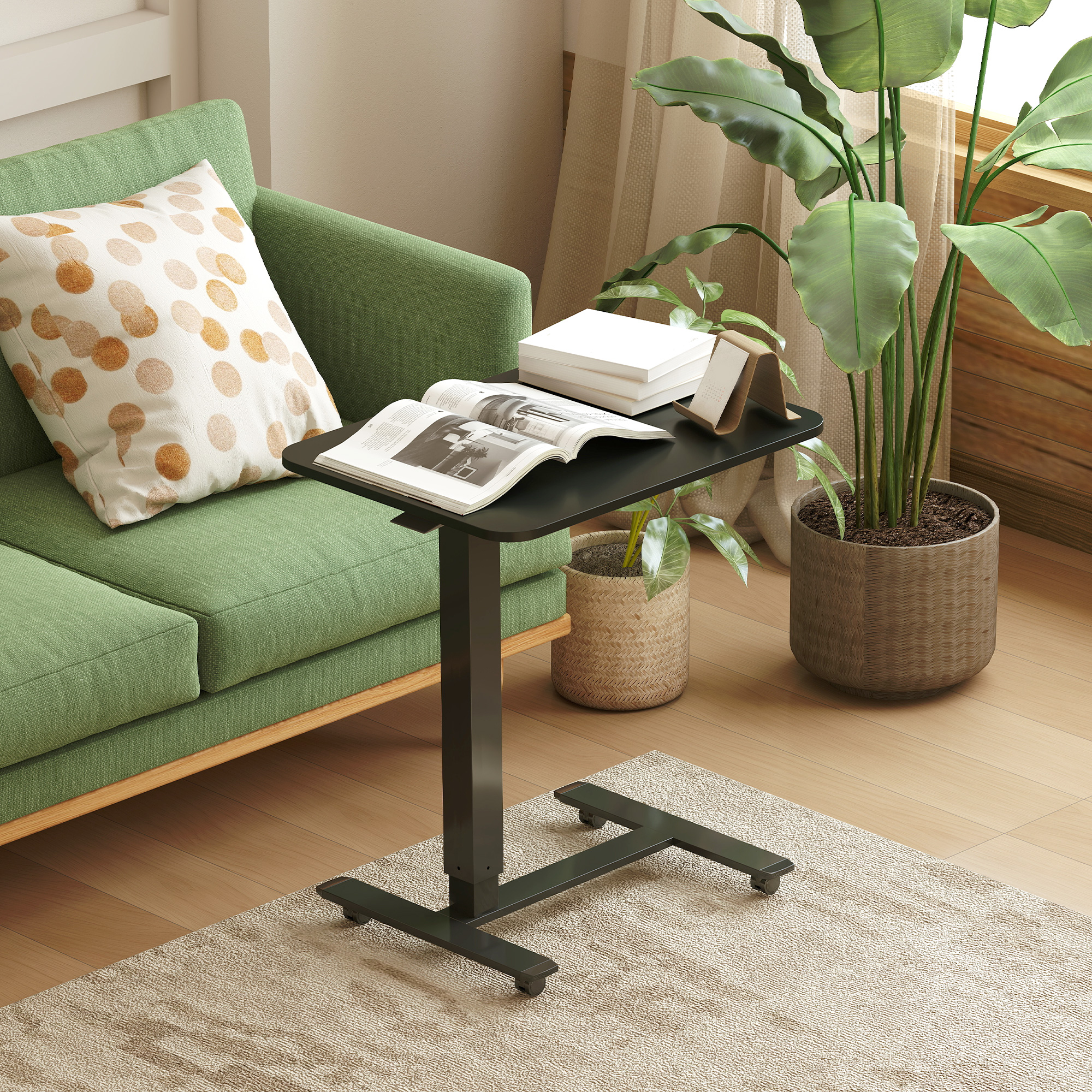 Stehpult Höhenverstellbar inkl. 4 Rollen C-Form 65 cm x 48 cm x 70-110 cm  Schwarz