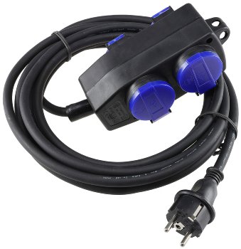 Werkstatt-Steckdose, 4-fach, 5m Kabel, IP44, mit Aufhänger, H07RN-F 3G1,5mm²